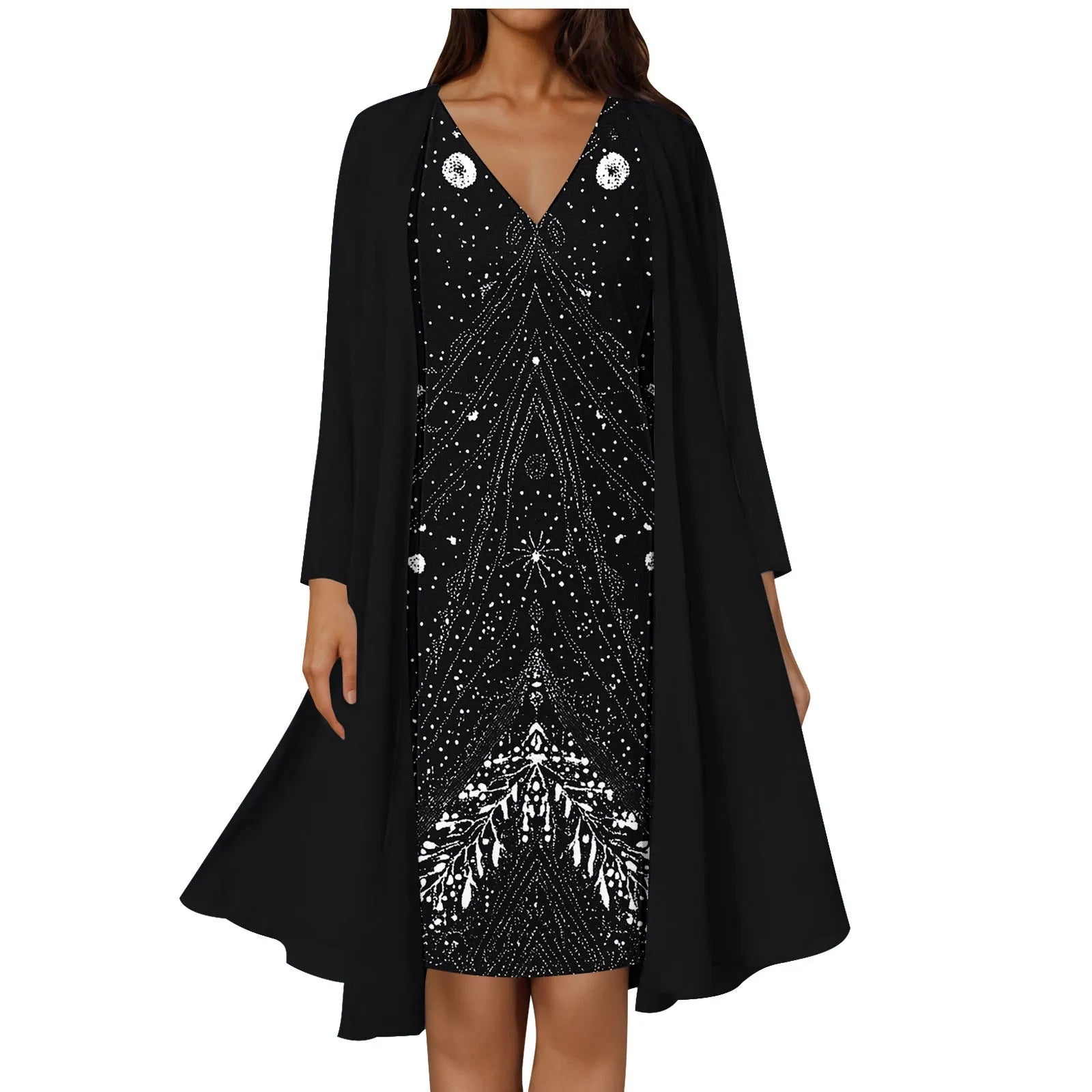 Cute Summer Dresses Elegant 2 Piece Women Dresses Set Floral Lace Dress Suits Mother Of The Bride Dresses Long And Long Sleeve