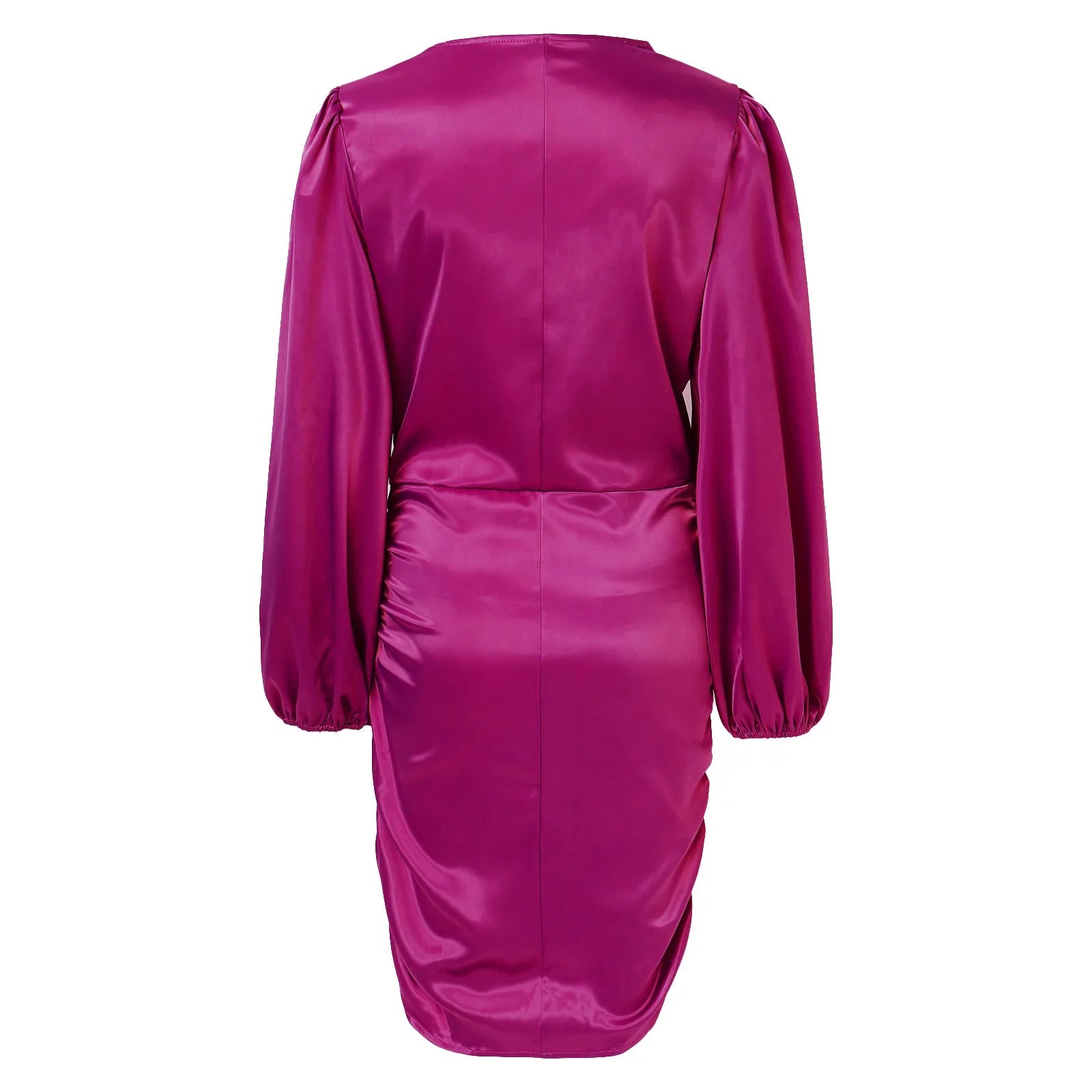 Pleated Lantern Sleeve Cocktail Dress For Women Sexy Package Buttocks Prom Dresses Elegant V Neck Mid Length Dress Ropa De Mujer