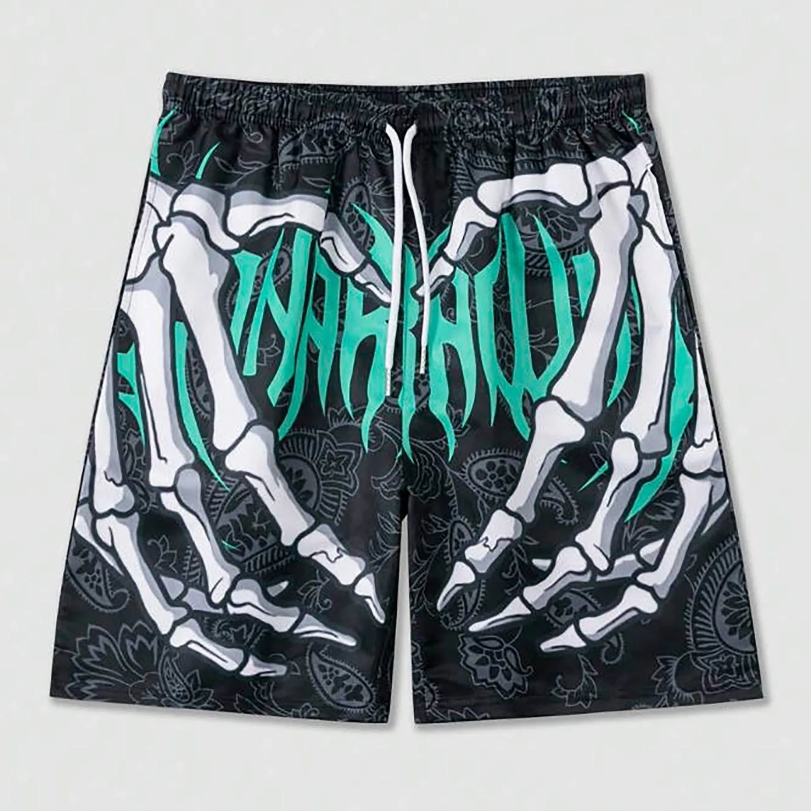 Male Summer Skeleton Gothic Shorts Plus Size Casual Men Thin Sport Running Shorts For Men Jogging Tracksuits Fitness Sweatpants