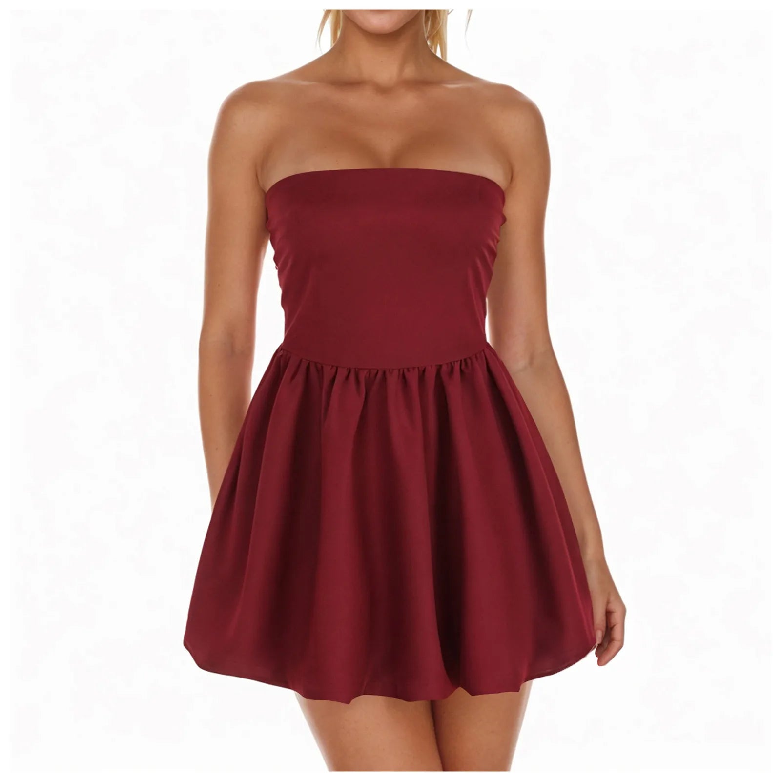Date Dress For Women Women Solid Color Strapless Tube Top Dress Flower Bud Skirt Summer Slim Tube Top Summer Maxi Dresses Casual