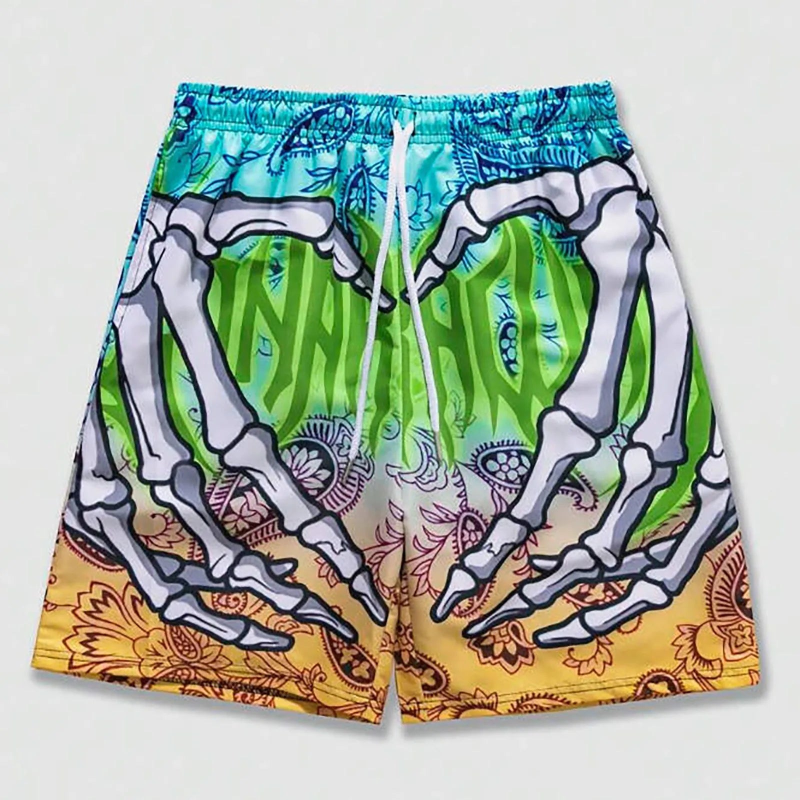 Male Summer Skeleton Gothic Shorts Plus Size Casual Men Thin Sport Running Shorts For Men Jogging Tracksuits Fitness Sweatpants