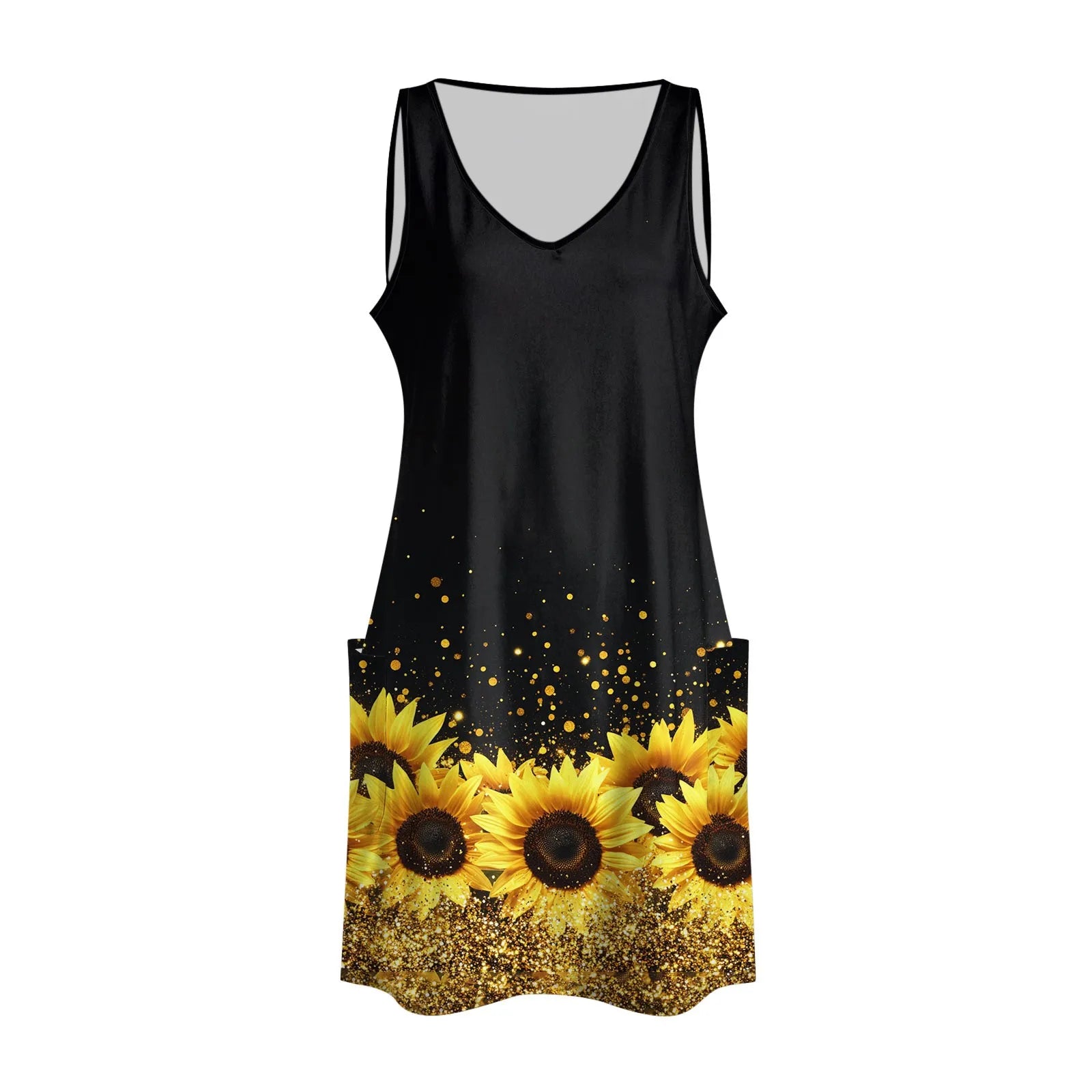 Hot Floral Printed Cute Dresses For Women Loose V Neck Sleeveless Sundress Summer New Holiday Beach Elegant Dress платье женское