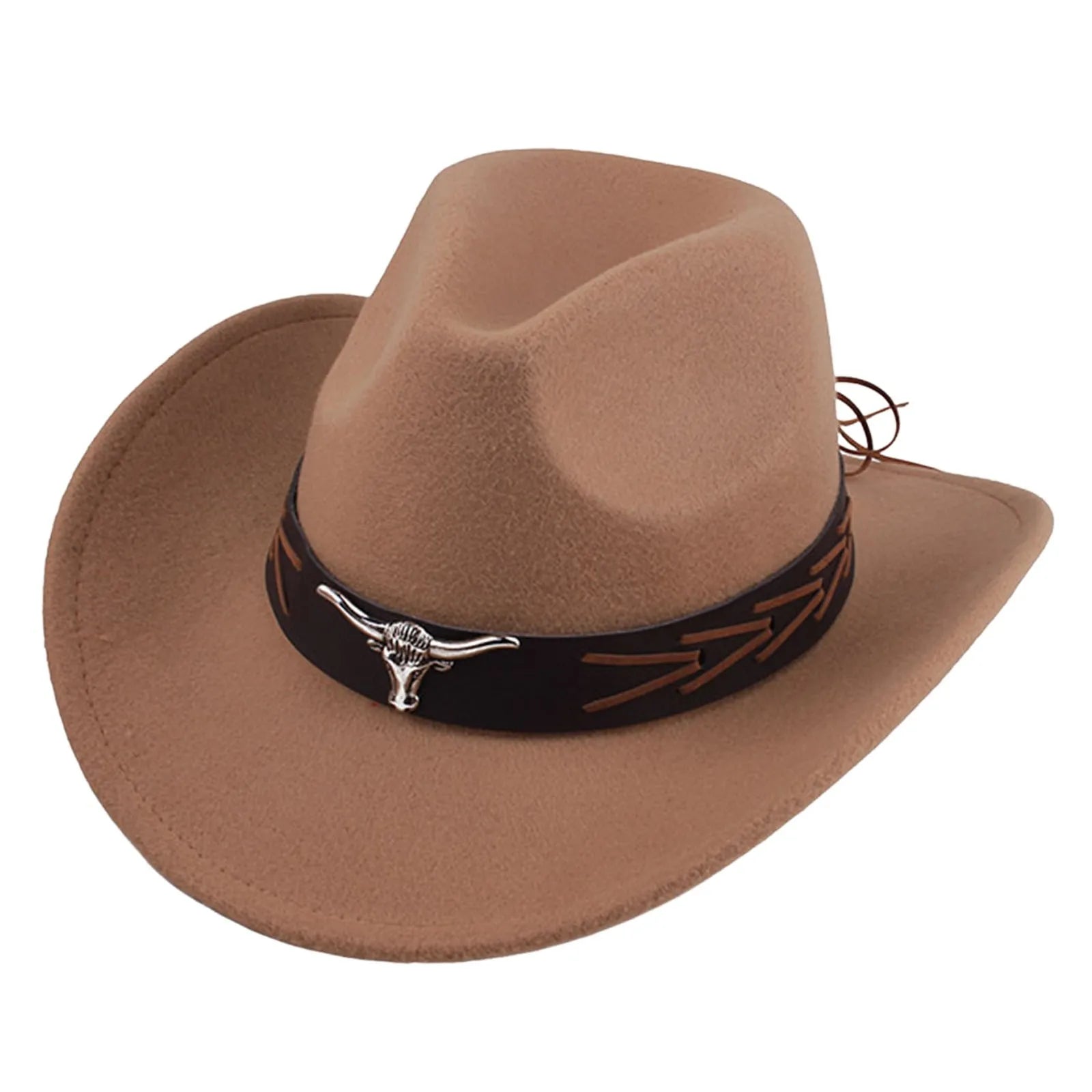 Ethnic Style Performance Hat Men Cow Head Accessories Hats Western Wide Brim Sunhat Spring Summer Solid Color Hats For Men кепка
