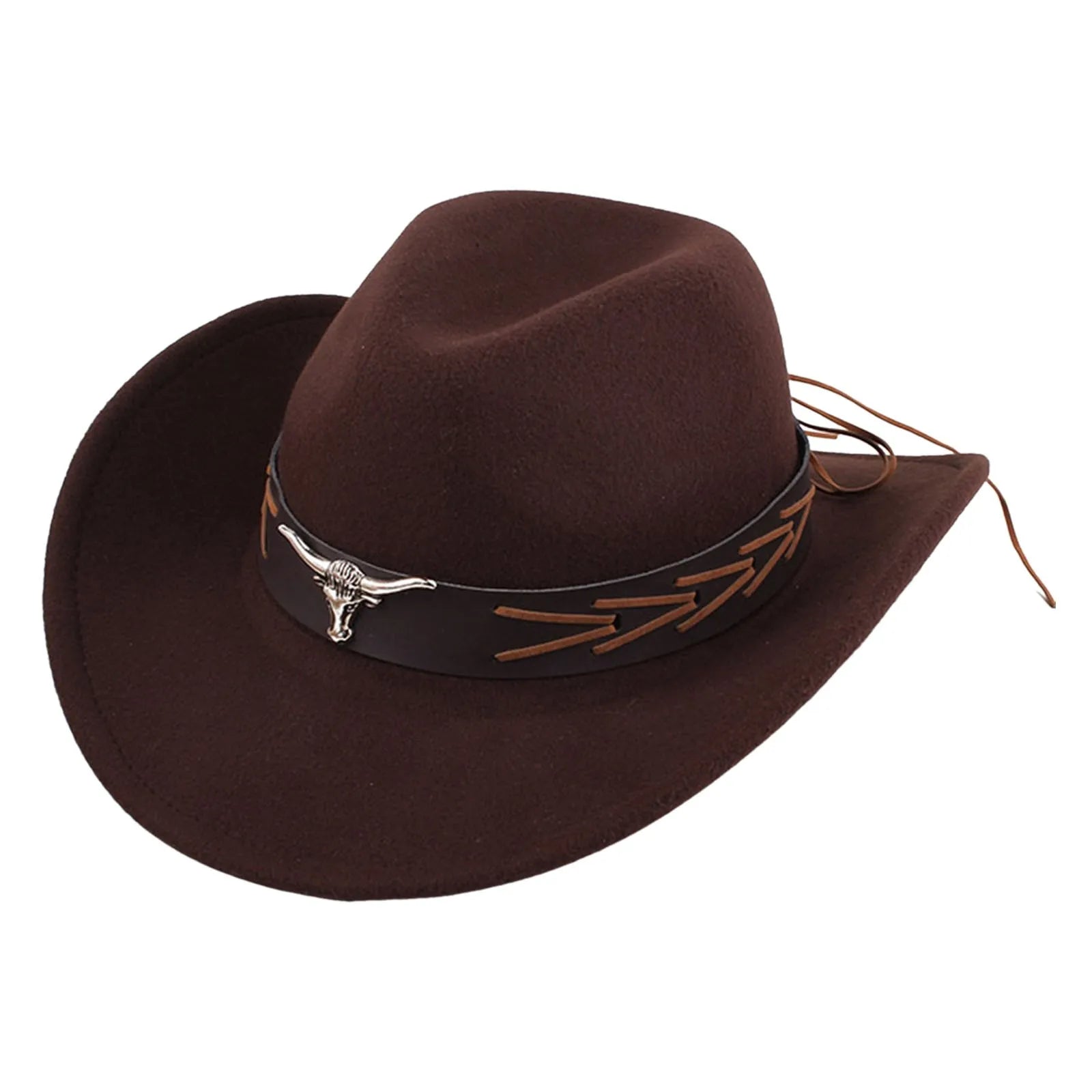 Ethnic Style Performance Hat Men Cow Head Accessories Hats Western Wide Brim Sunhat Spring Summer Solid Color Hats For Men кепка