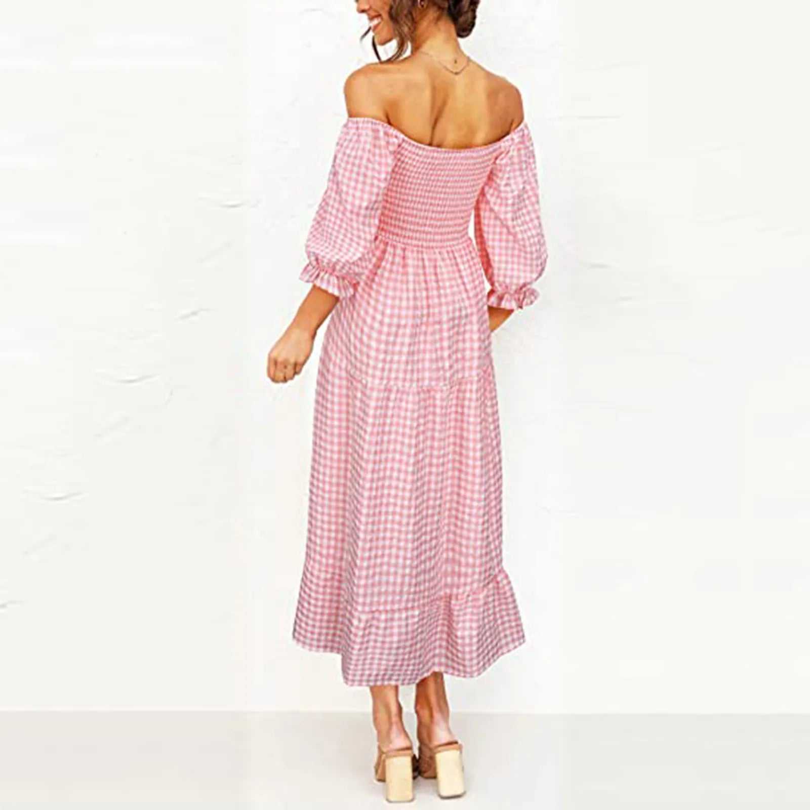 Women Long Sleeve Bohemian Print Dresses Wedding Party Bridesmaid V Neck Drawstring Summer Party Dress Vestidos 2024