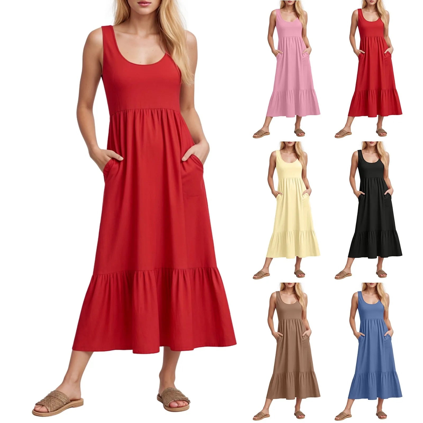 Petite Maxi Dress For Short Women Summer Sleeveless Vest Skirt Casual And Elegant Layered Beach Womens Long Sleeve Floral Dress