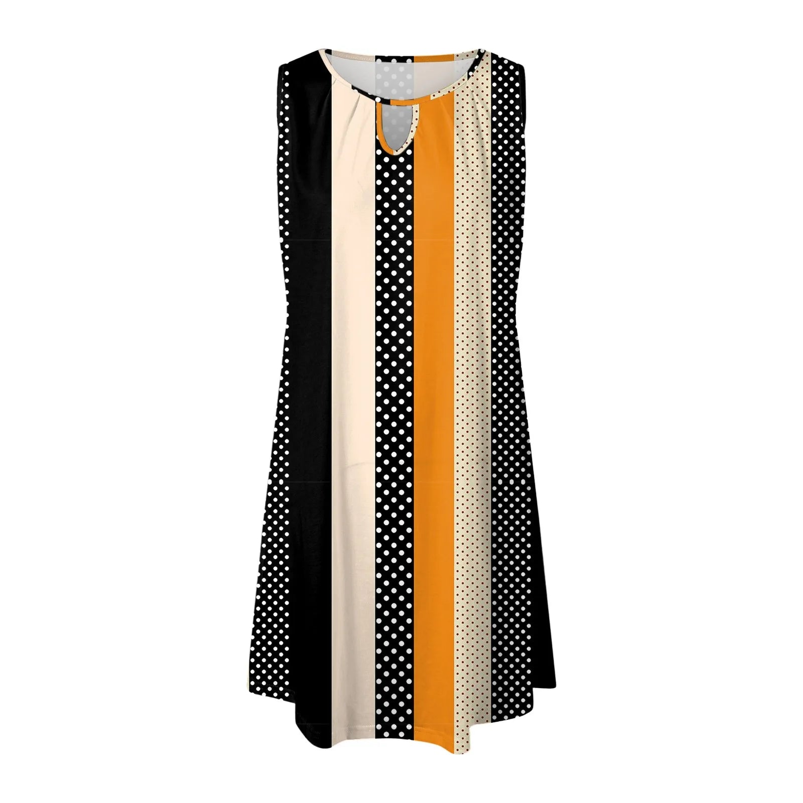 Women T Shirt Dresses Knee Length Vintage Printed Casual Dress Round Neck Sleeveless Boho Mini Dresses сарафан женский летний