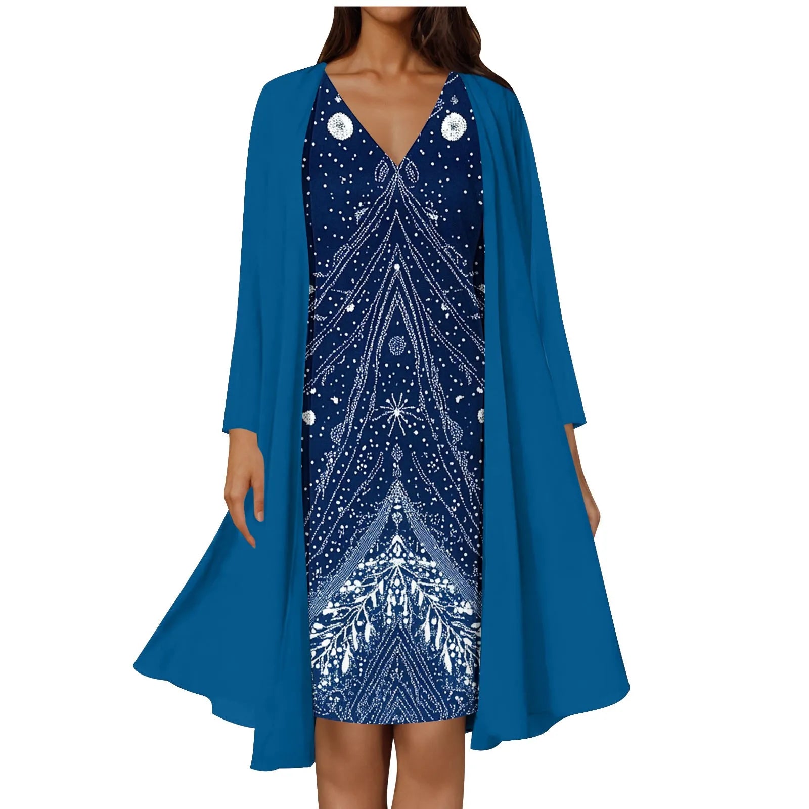Cute Summer Dresses Elegant 2 Piece Women Dresses Set Floral Lace Dress Suits Mother Of The Bride Dresses Long And Long Sleeve