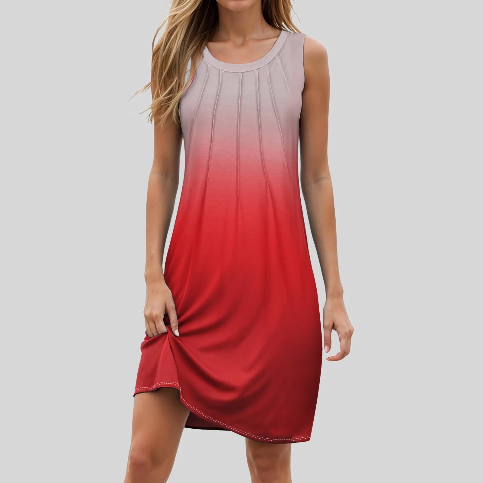 Women Gradient Beach Cover Casual Dress Summer Sleeveless Tank Dresses Basic Femme Elegant Club Party Dresses Vestidos De Fiesta