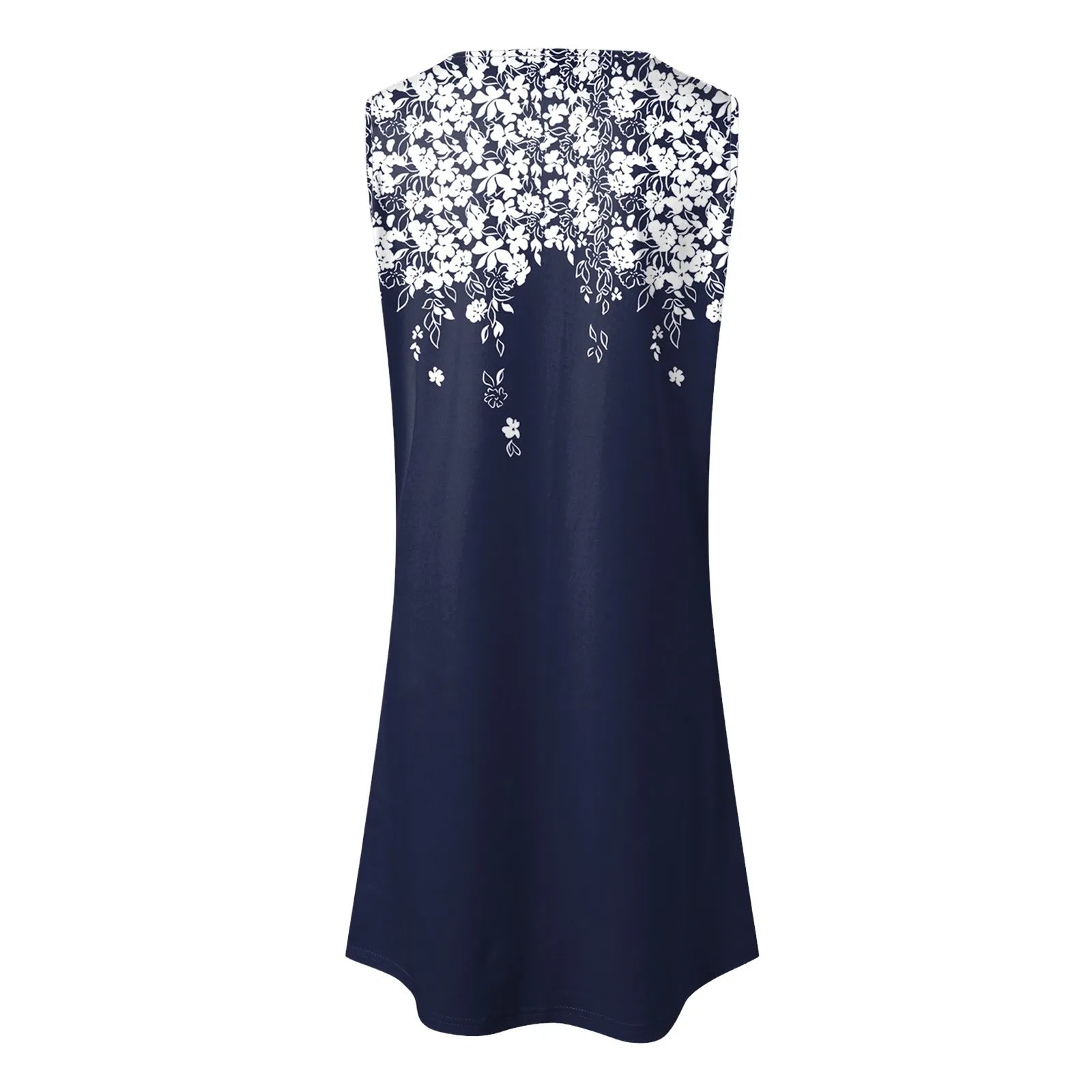Vintage Floral Pattern Dresses For Juniors Loop Sleeveless Round Neck Beach Dress Womens Collar Buckle A Line Dresses Vestidos