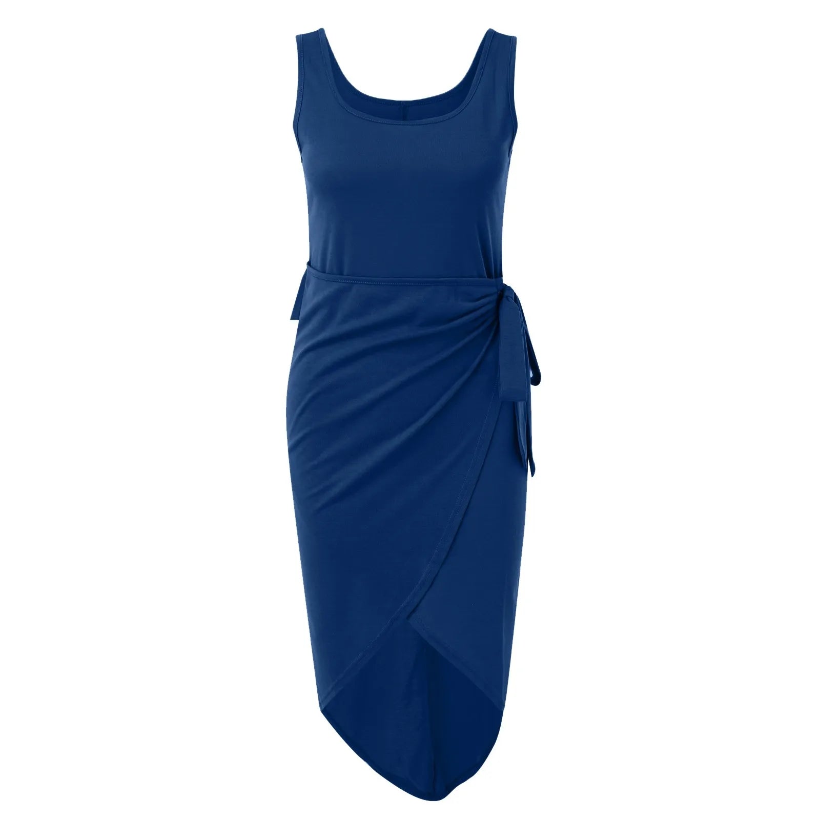 One Shoulder Cocktail Midi Dress Qutfits Ladies Sleeveless Ruffle Wrap Ruched Bodycon Formal Wedding Guest Dresses Female Robe