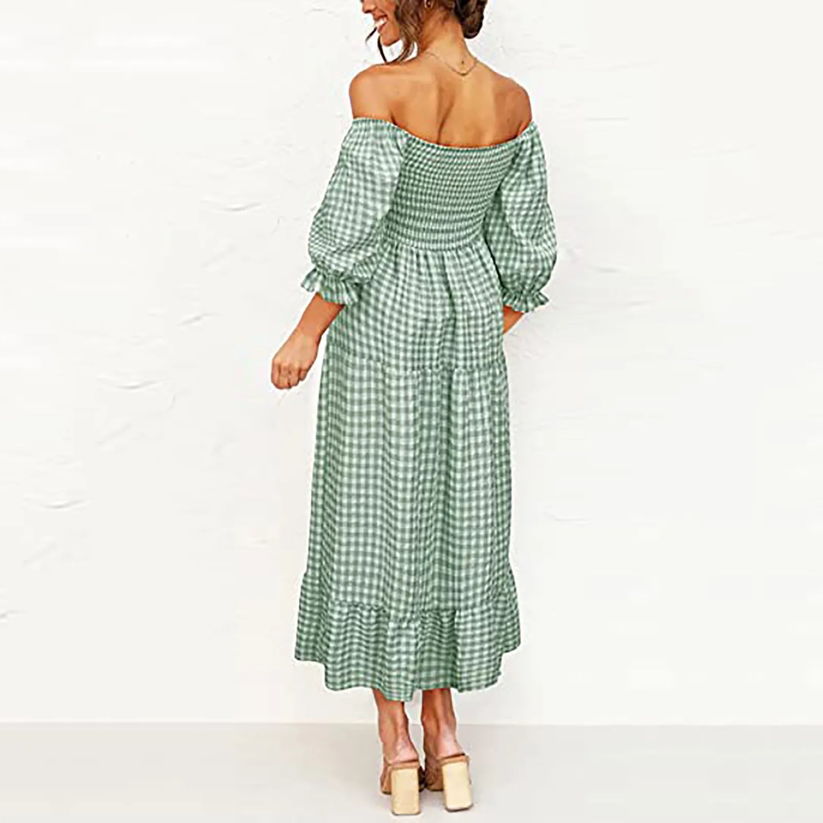Women Long Sleeve Bohemian Print Dresses Wedding Party Bridesmaid V Neck Drawstring Summer Party Dress Vestidos 2024
