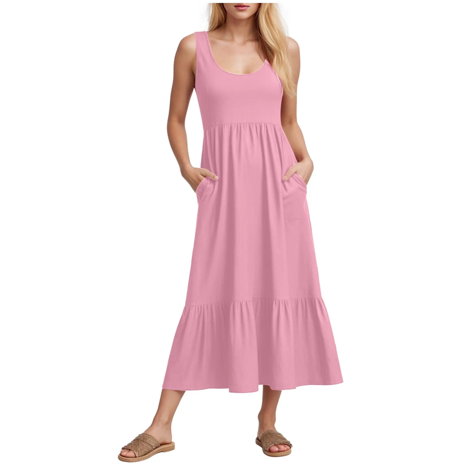 Petite Maxi Dress For Short Women Summer Sleeveless Vest Skirt Casual And Elegant Layered Beach Womens Long Sleeve Floral Dress
