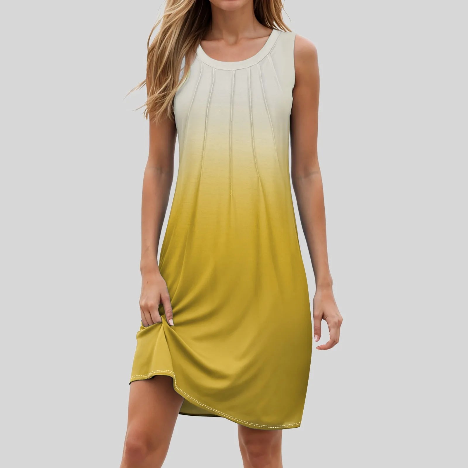Women Gradient Beach Cover Casual Dress Summer Sleeveless Tank Dresses Basic Femme Elegant Club Party Dresses Vestidos De Fiesta