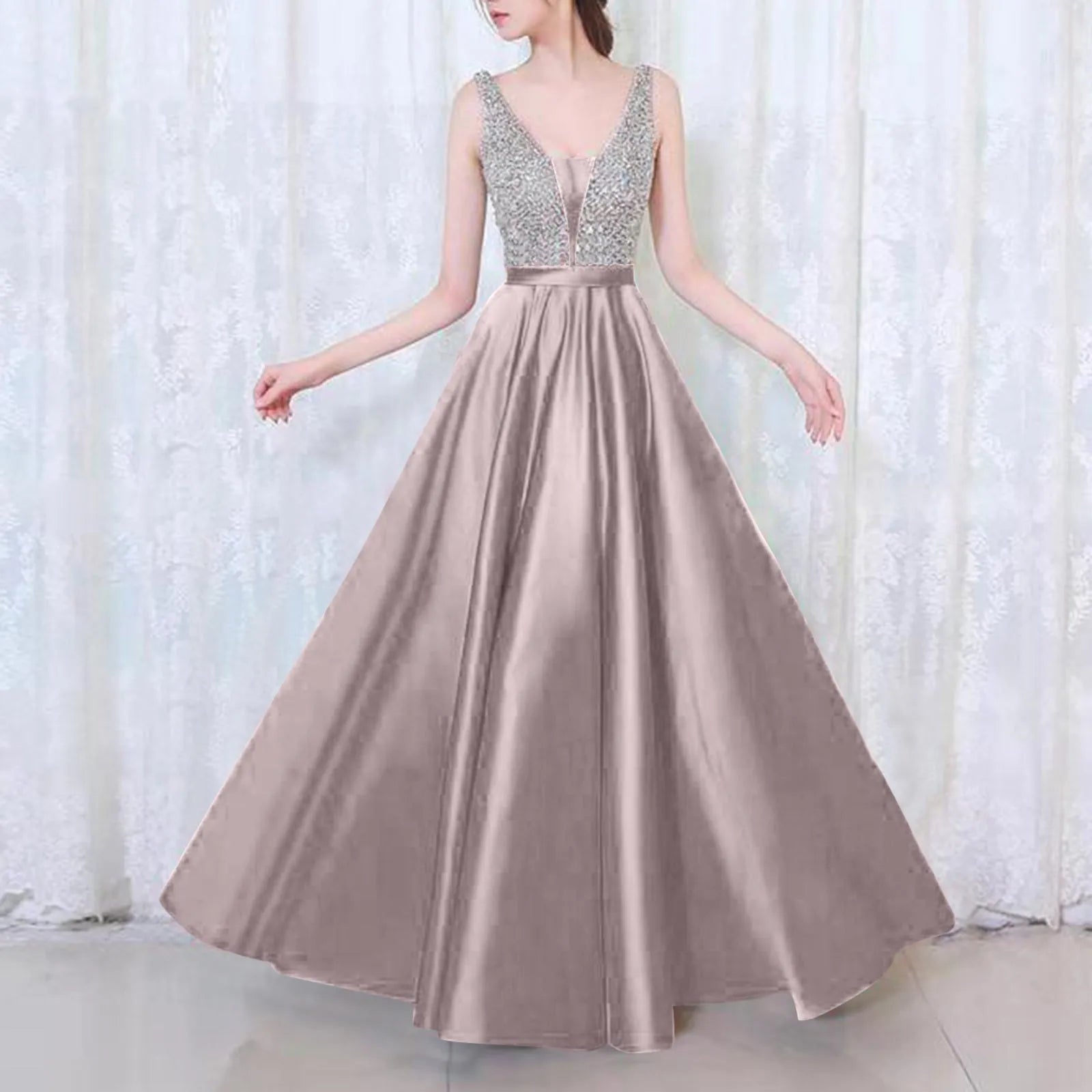 Korean Vacation Outfits New Sexy Off Shoulder Large Swing Dresses Sleeveless V Neck Evening Dress For Women платье женское