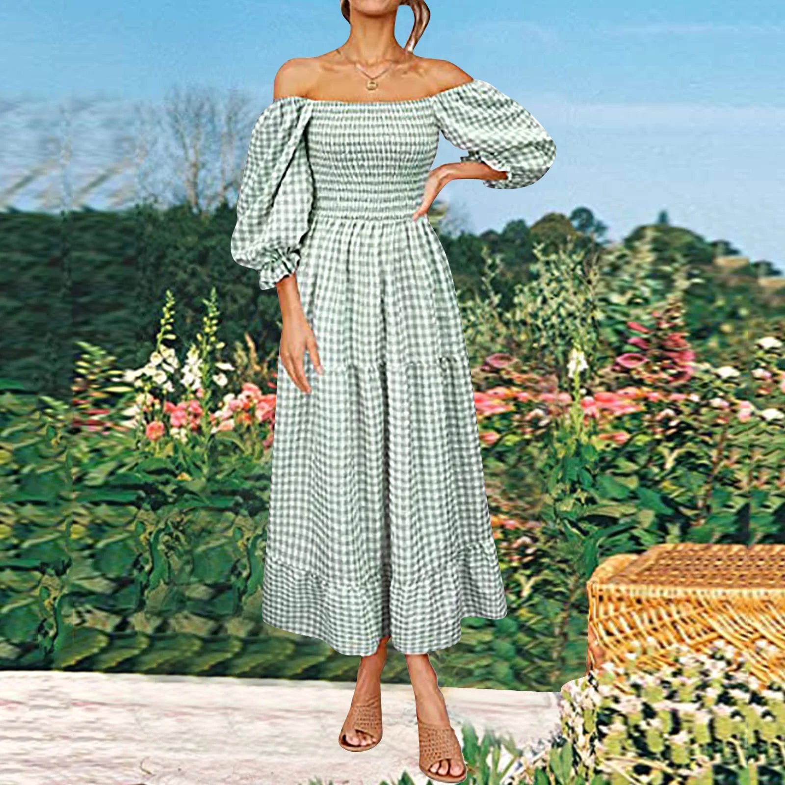 Women Long Sleeve Bohemian Print Dresses Wedding Party Bridesmaid V Neck Drawstring Summer Party Dress Vestidos 2024