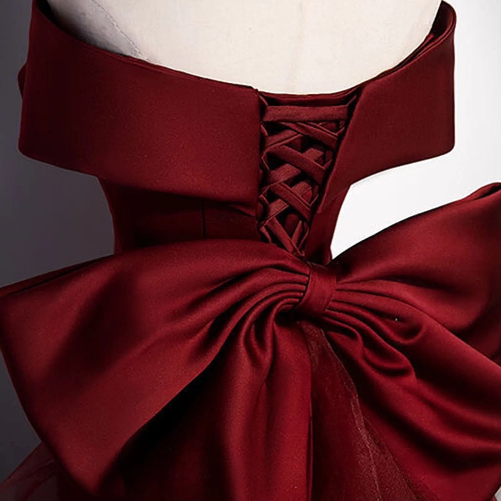 One Shoulder Trumpet Long Dresses Wine Red Evening Gown Dress Back Big Bow Light Gauze Wedding Dress For Women Vestido Feminino
