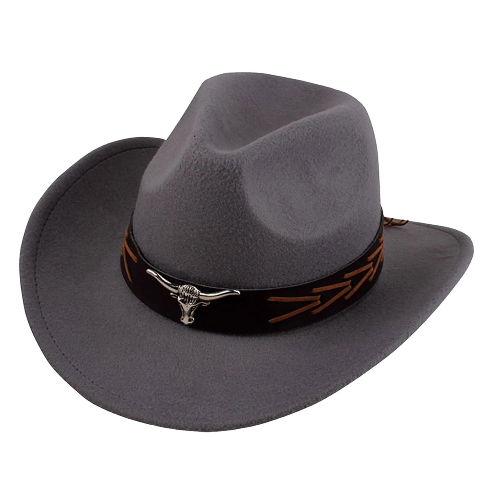 Ethnic Style Performance Hat Men Cow Head Accessories Hats Western Wide Brim Sunhat Spring Summer Solid Color Hats For Men кепка