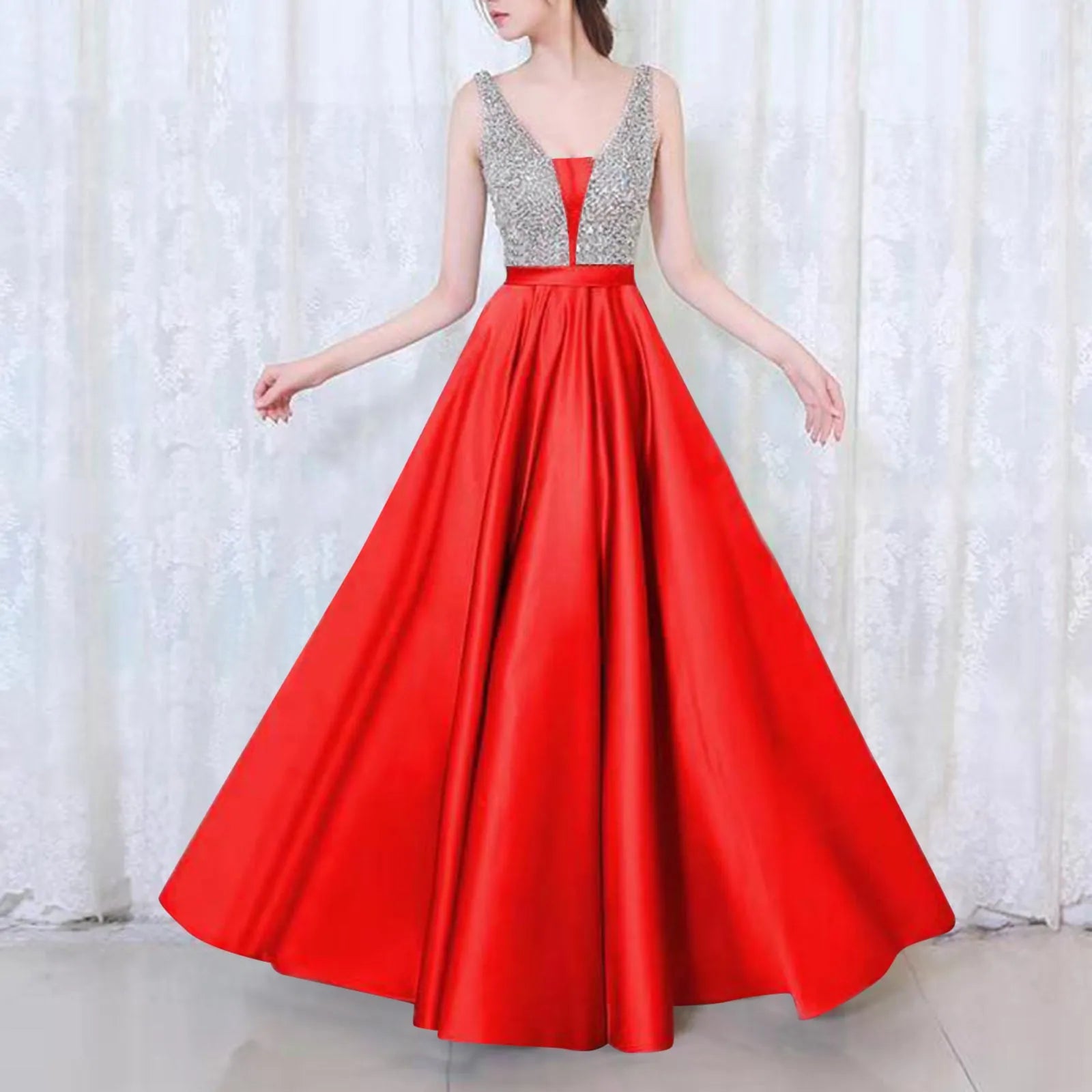 Korean Vacation Outfits New Sexy Off Shoulder Large Swing Dresses Sleeveless V Neck Evening Dress For Women платье женское