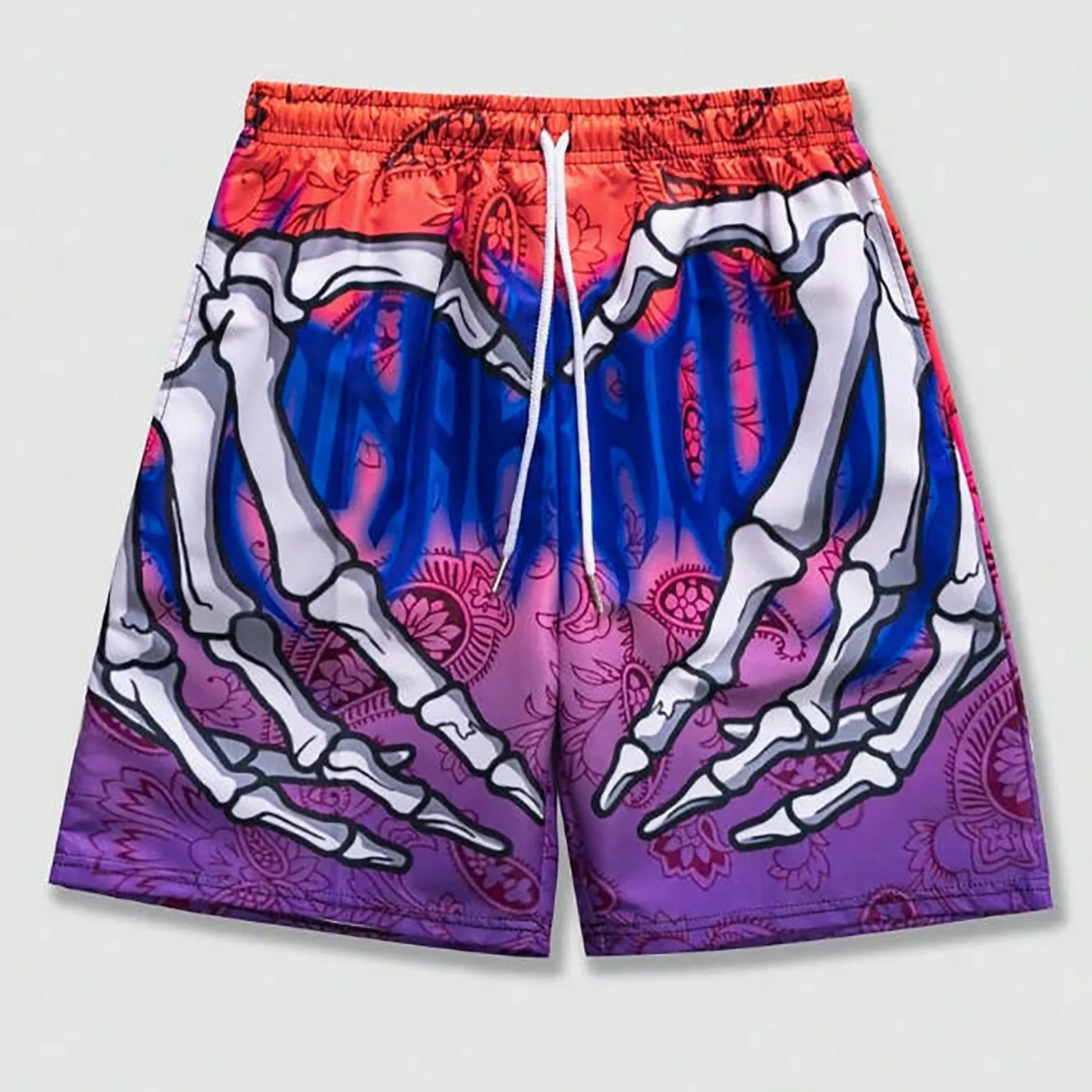 Male Summer Skeleton Gothic Shorts Plus Size Casual Men Thin Sport Running Shorts For Men Jogging Tracksuits Fitness Sweatpants