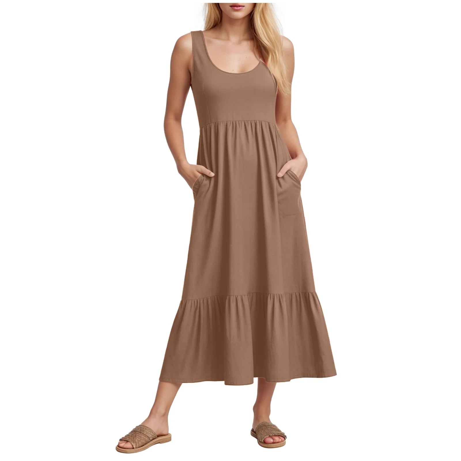 Petite Maxi Dress For Short Women Summer Sleeveless Vest Skirt Casual And Elegant Layered Beach Womens Long Sleeve Floral Dress