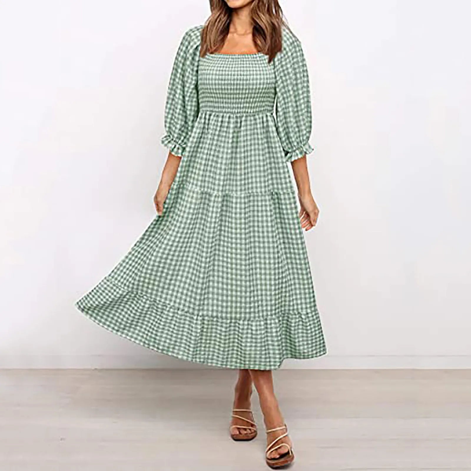 Women Long Sleeve Bohemian Print Dresses Wedding Party Bridesmaid V Neck Drawstring Summer Party Dress Vestidos 2024