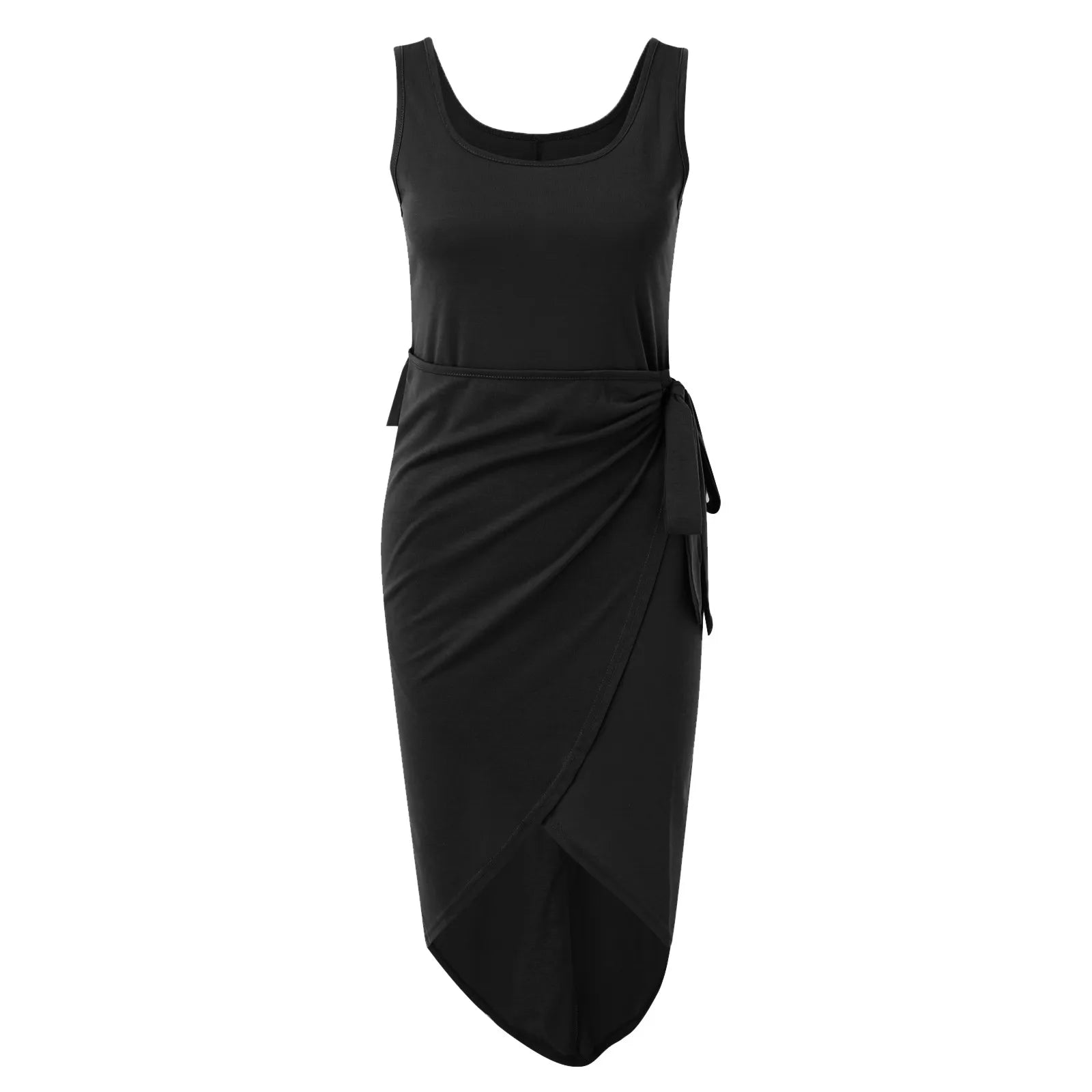 One Shoulder Cocktail Midi Dress Qutfits Ladies Sleeveless Ruffle Wrap Ruched Bodycon Formal Wedding Guest Dresses Female Robe
