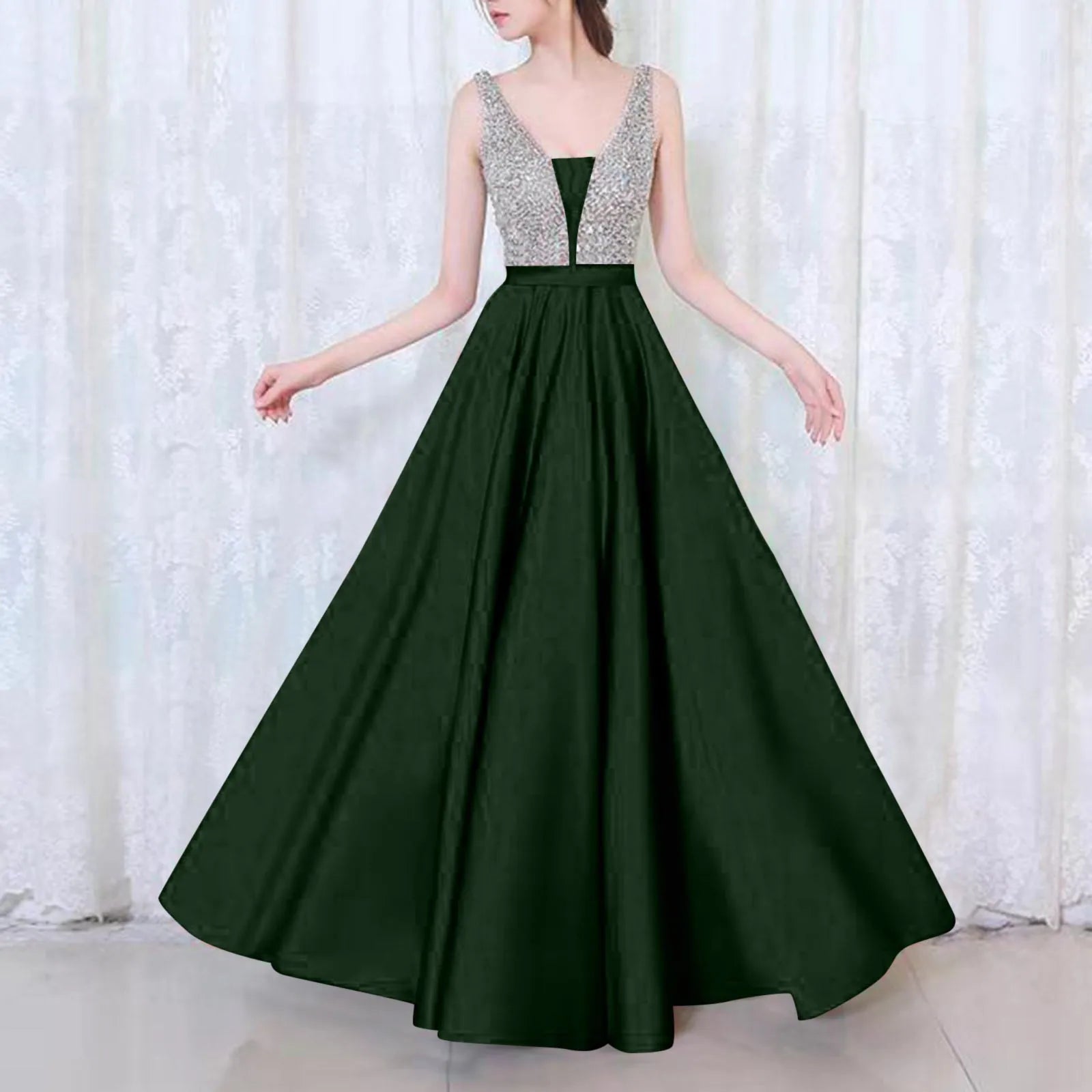 Korean Vacation Outfits New Sexy Off Shoulder Large Swing Dresses Sleeveless V Neck Evening Dress For Women платье женское