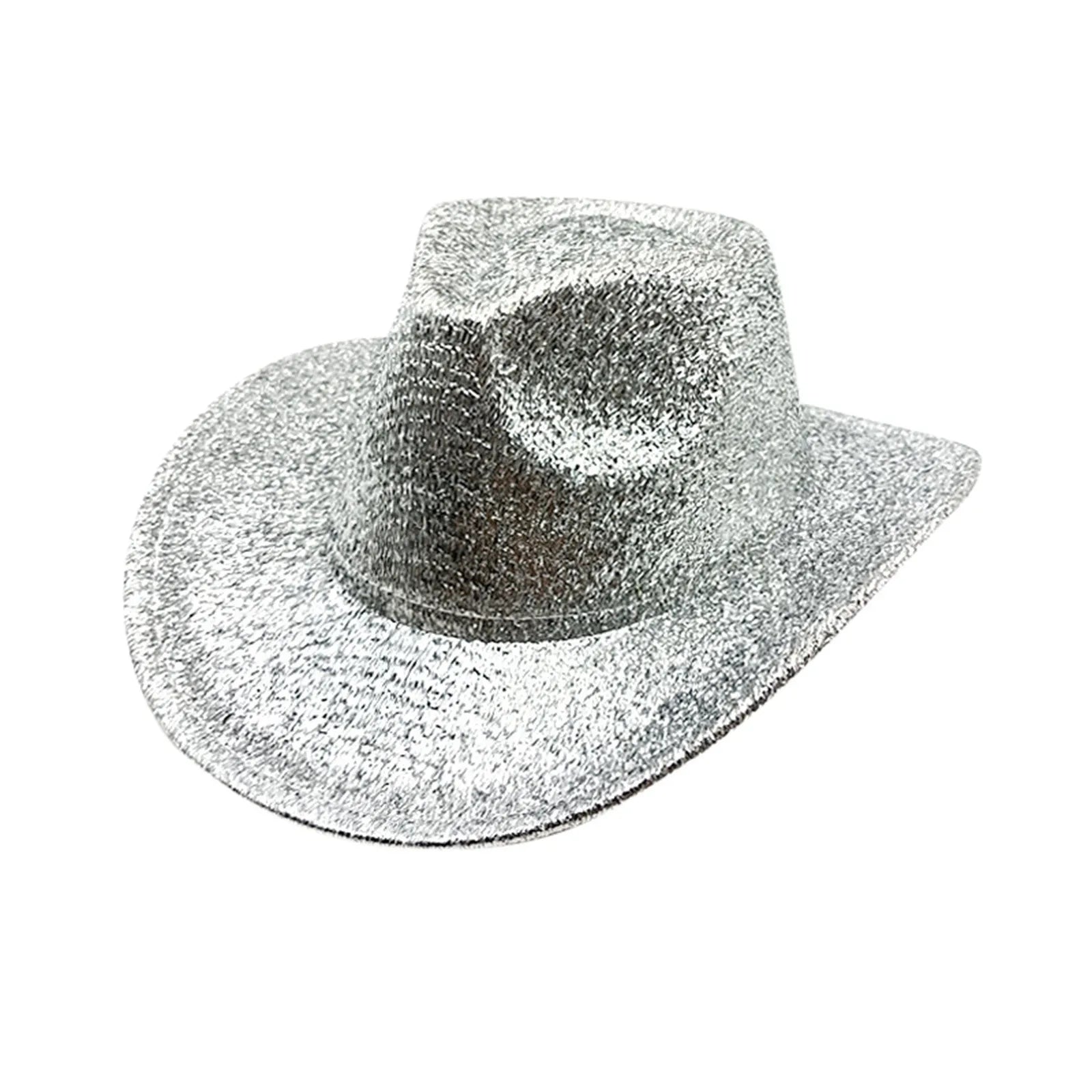 Western Hat Glitter Cowboy Hat For Women Men Party Hat Carnival Fancy Dress Retro Glitter Hat Soft Fabric Cow Boy Hats For Woman