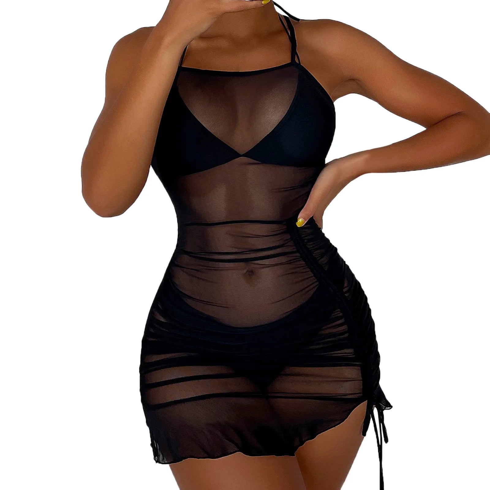 2025 Bikini String Swimsuit Sexy Female Bathsuit Women Women Sheer Mesh Cover Up Short Beach Cover Up купальник 2025 тренд