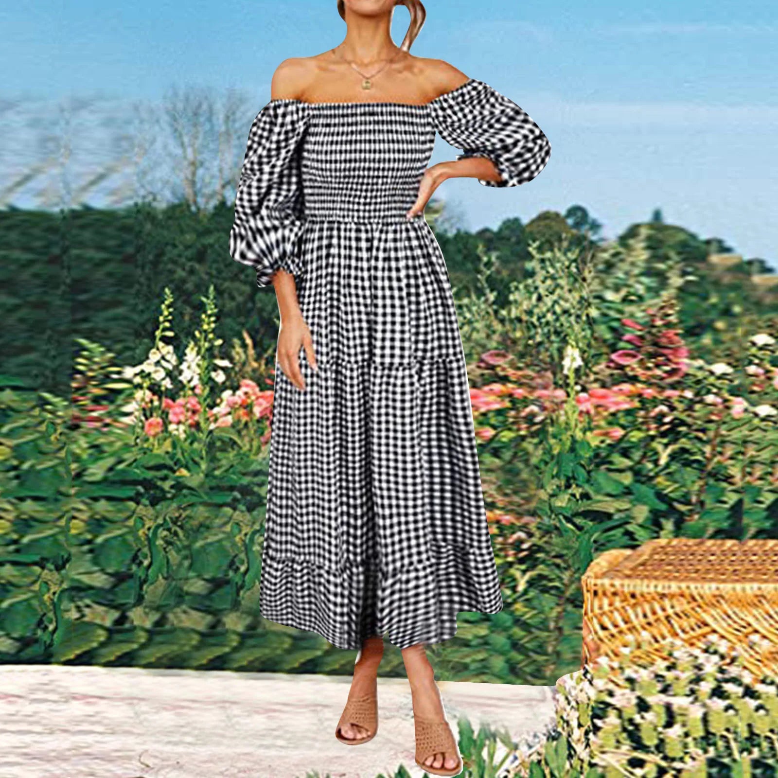 Women Long Sleeve Bohemian Print Dresses Wedding Party Bridesmaid V Neck Drawstring Summer Party Dress Vestidos 2024