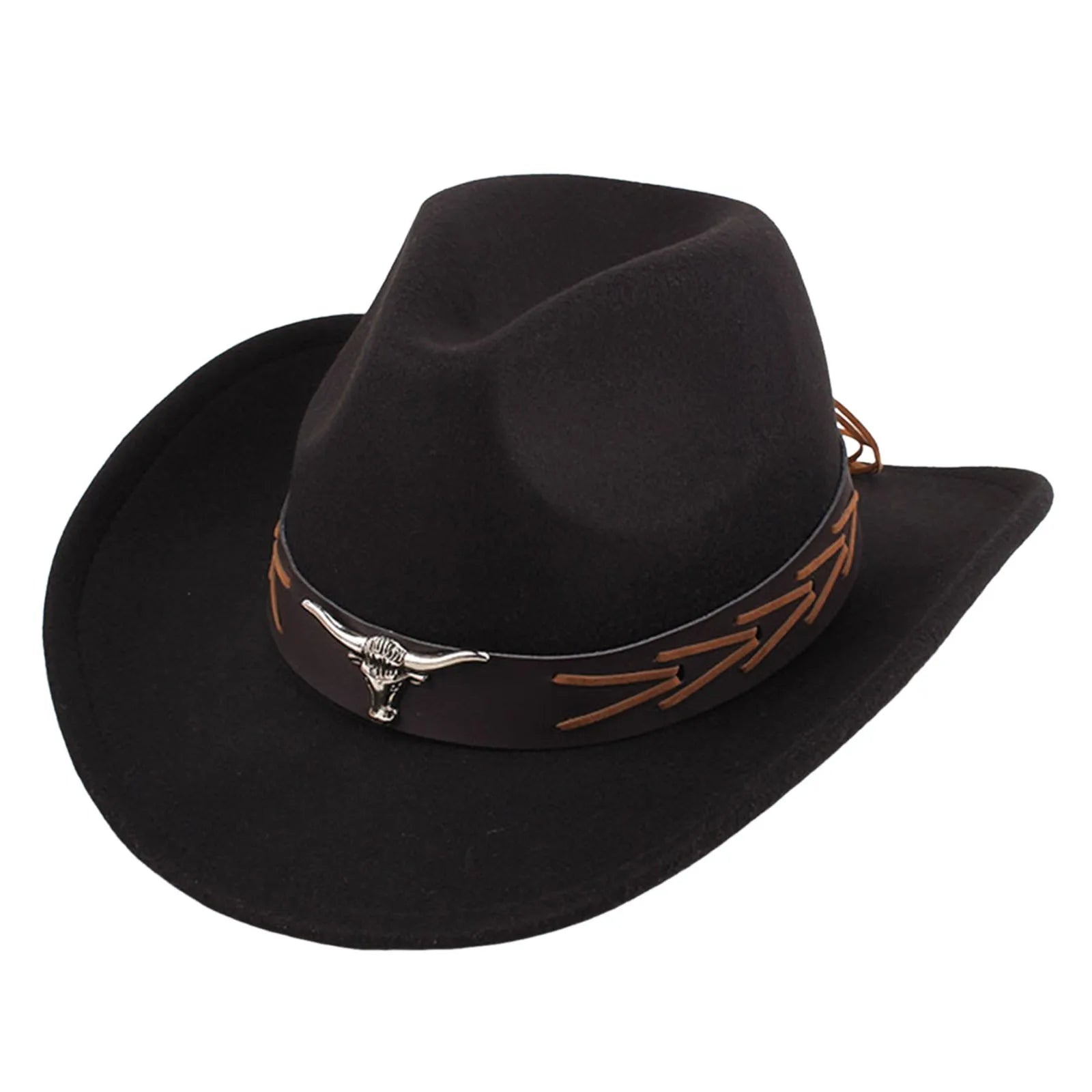 Ethnic Style Performance Hat Men Cow Head Accessories Hats Western Wide Brim Sunhat Spring Summer Solid Color Hats For Men кепка