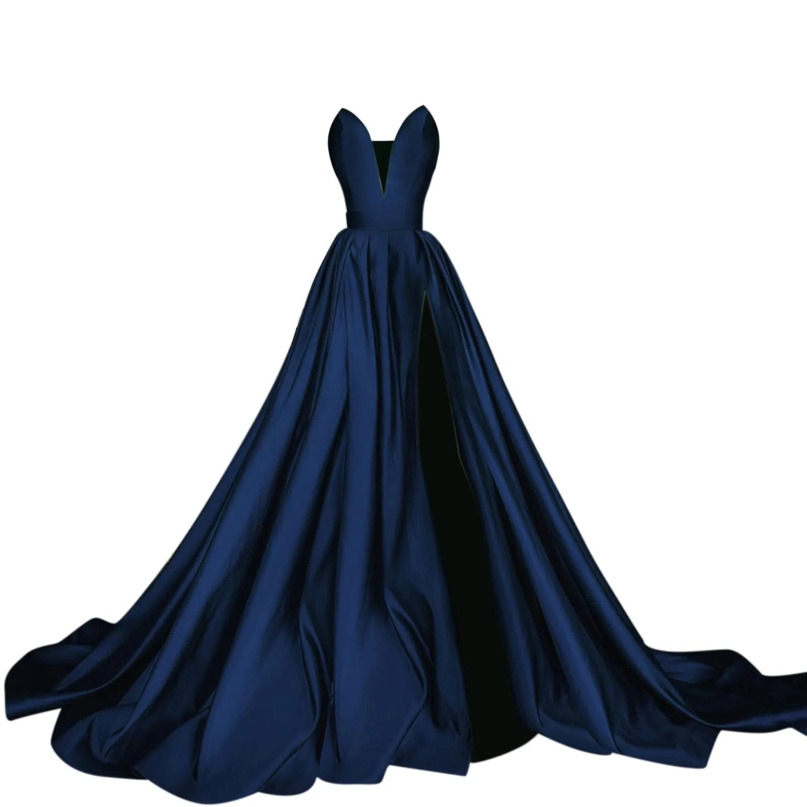 Satin Slip Strapless Prom Dresses Evening Gown Slim Elastic Waist Party Dress Elegant High Split Pleated Long Dresses Vestidos