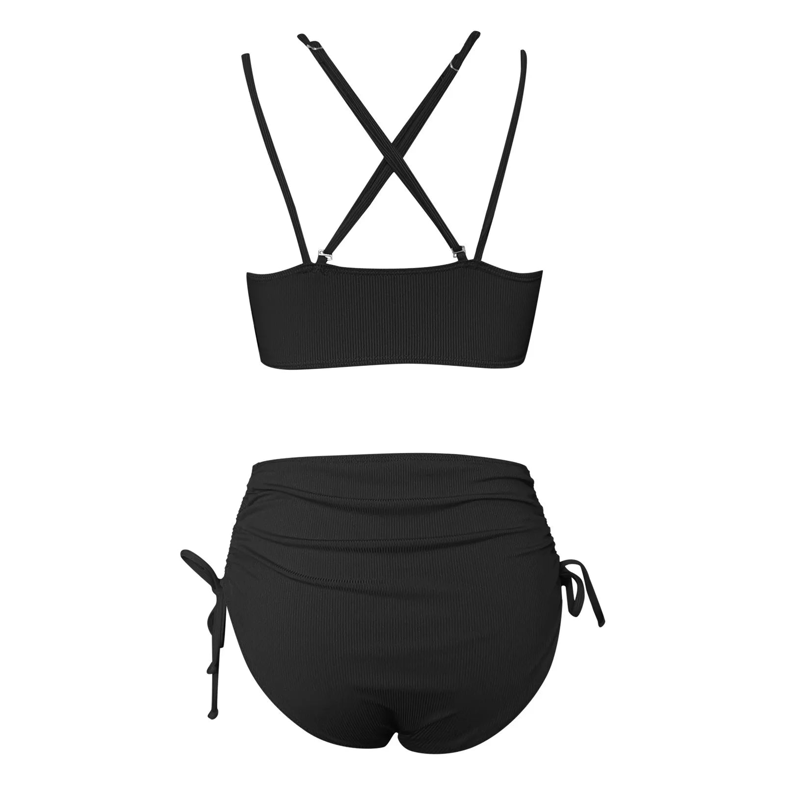 2025 Summer Beach Bathing Suit Women'S Bikini Sets Two Piece Swimsuit V Neck High Waisted Ruched 2025 Summer Bathing Biquini