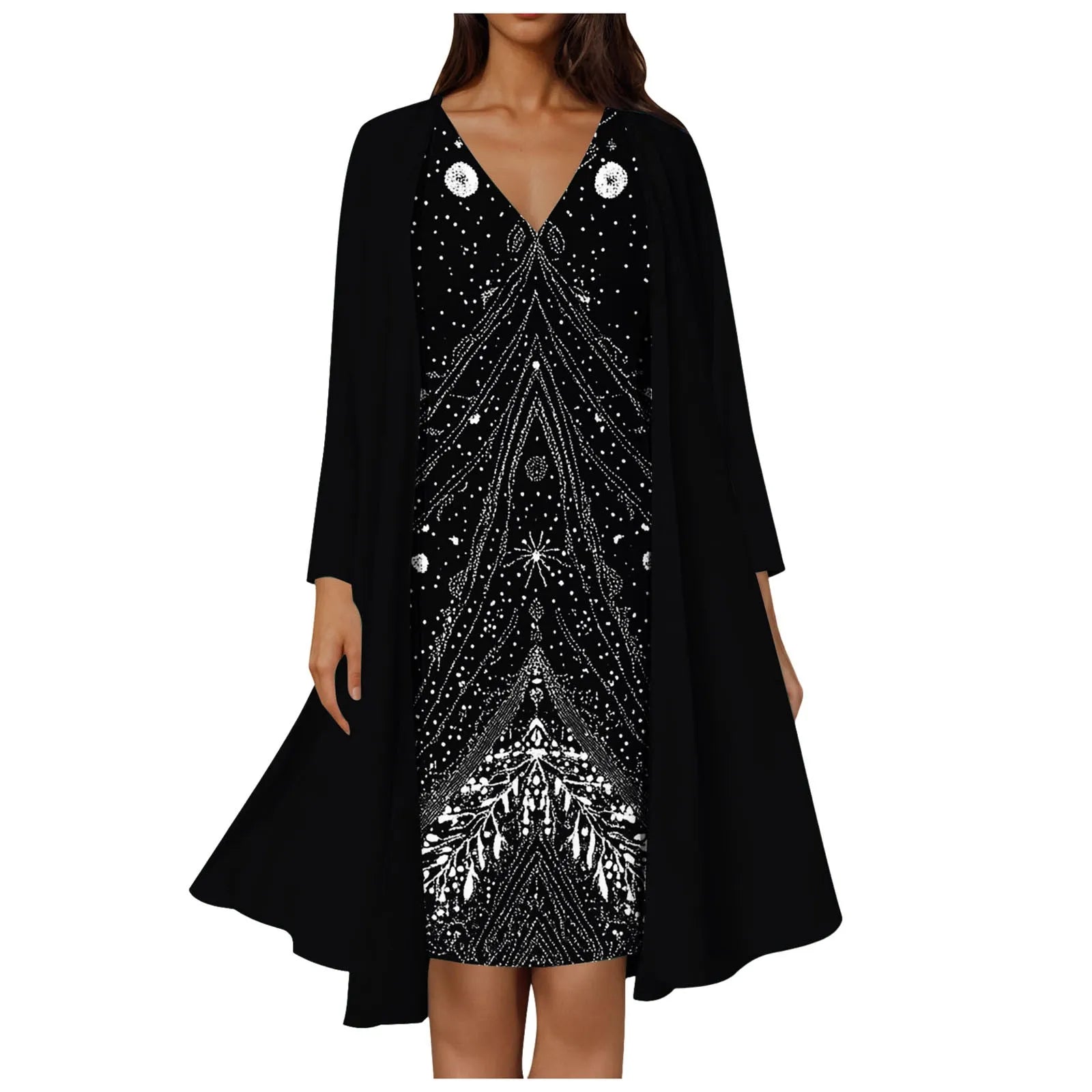 Cute Summer Dresses Elegant 2 Piece Women Dresses Set Floral Lace Dress Suits Mother Of The Bride Dresses Long And Long Sleeve