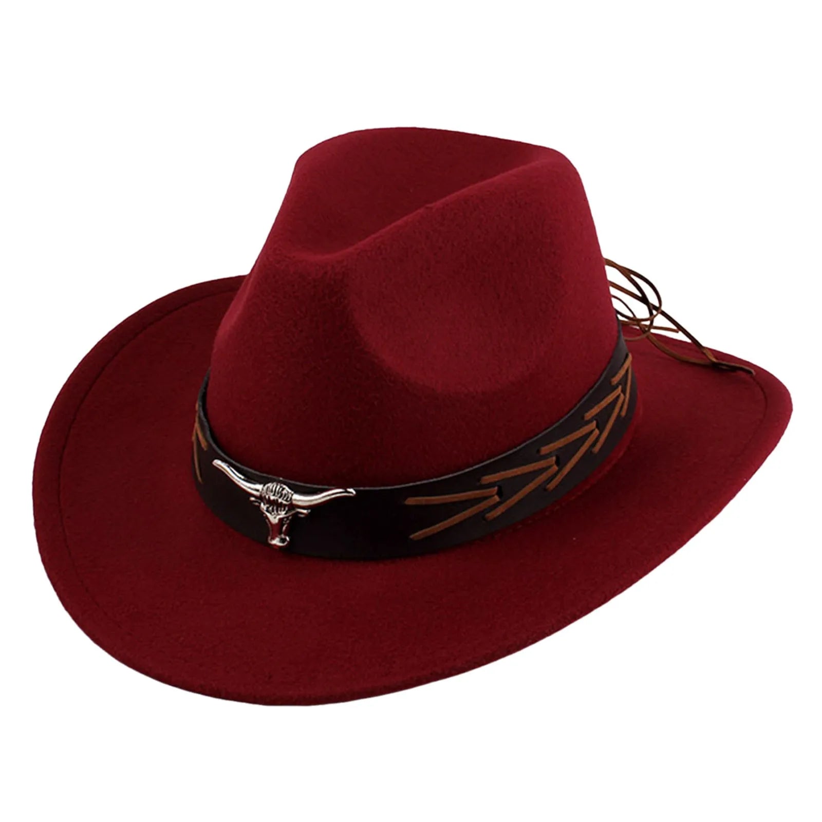 Ethnic Style Performance Hat Men Cow Head Accessories Hats Western Wide Brim Sunhat Spring Summer Solid Color Hats For Men кепка