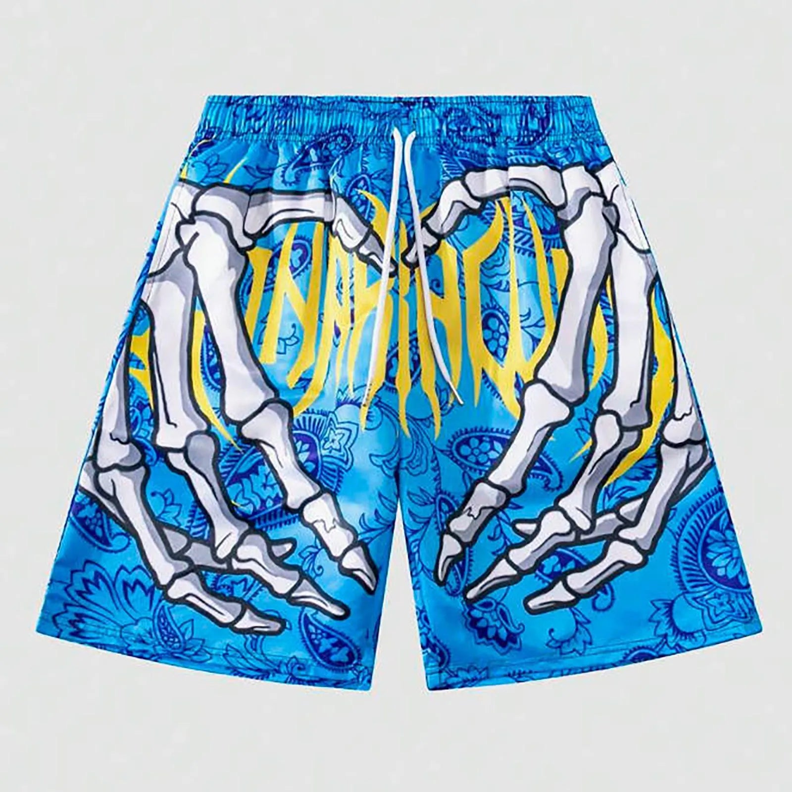 Male Summer Skeleton Gothic Shorts Plus Size Casual Men Thin Sport Running Shorts For Men Jogging Tracksuits Fitness Sweatpants