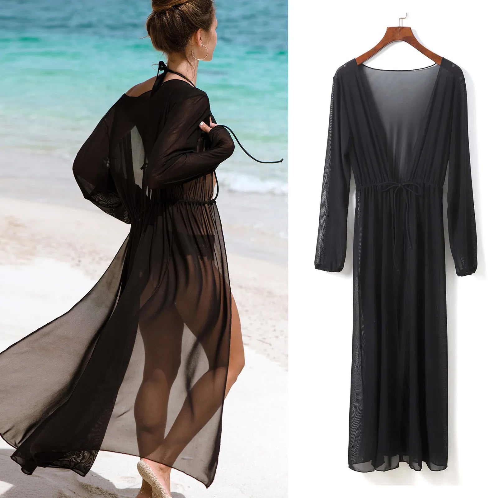 Sexy 2025 Women Brazilian Micro Bikinis Set Women Bikini Drawstring Waist Knot Mesh Cover Up Without Vestidos De BañO Mujer