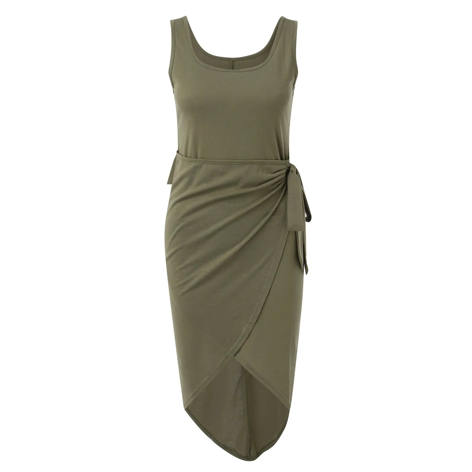 One Shoulder Cocktail Midi Dress Qutfits Ladies Sleeveless Ruffle Wrap Ruched Bodycon Formal Wedding Guest Dresses Female Robe