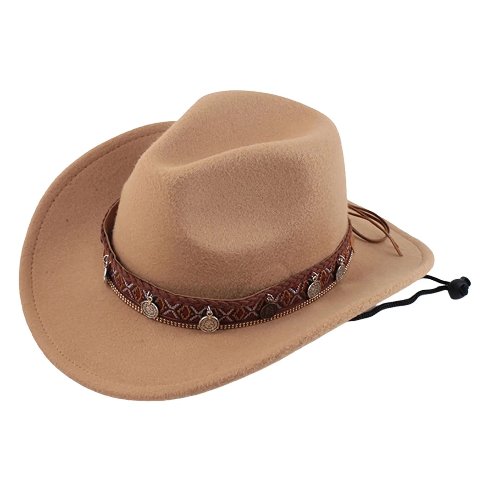 New In Men Vintage Woolen Hat With A Woolen Edge Head Accessories Hats Ethnic Style Sparkly Cowboy Hat Sombrero Para Sol Hombre