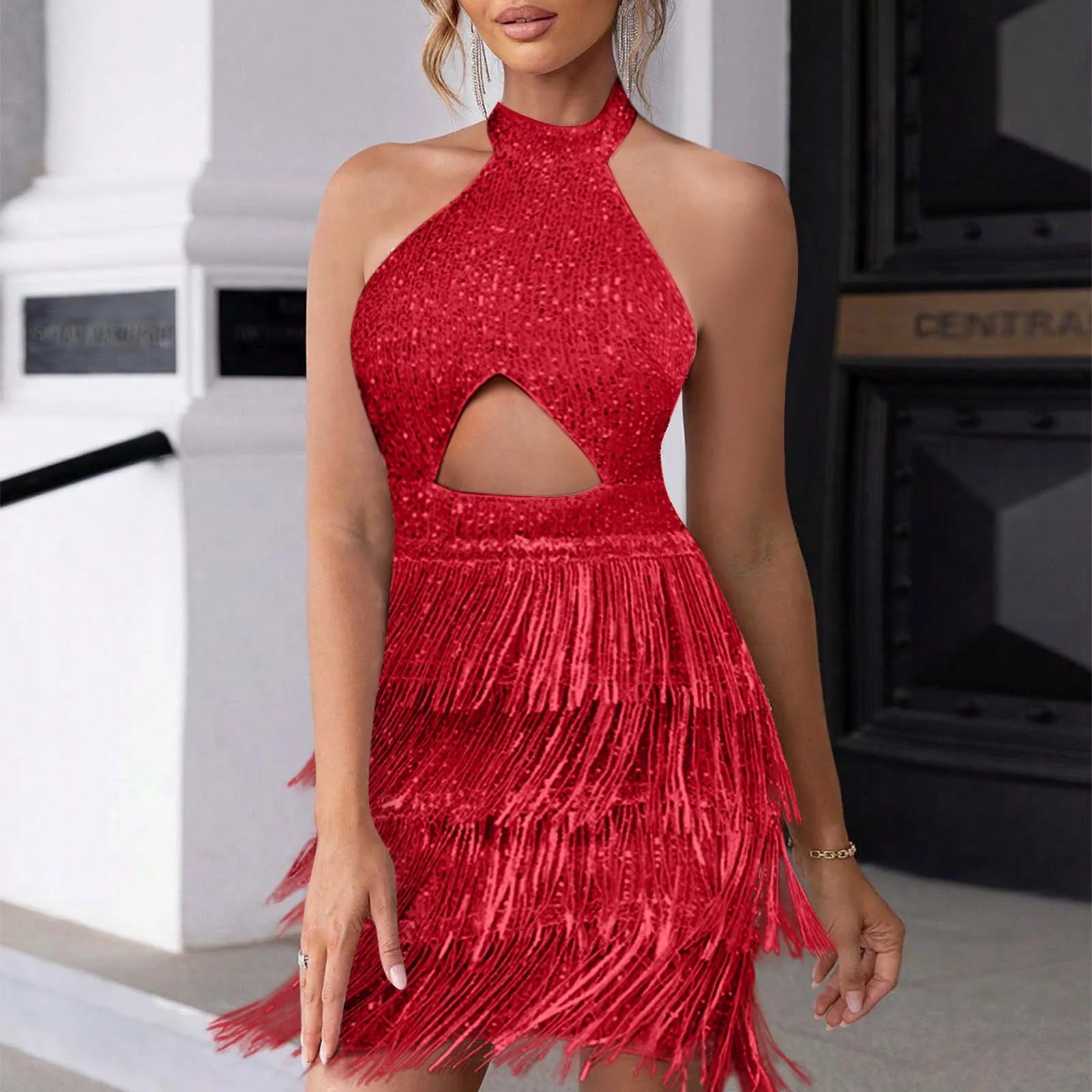 Luxury Formal Occasion Bridesmaid Gown Dress Clothes Women's Fashion Sexy Beaded Sleeveless Halter Belly платье женское вечернее