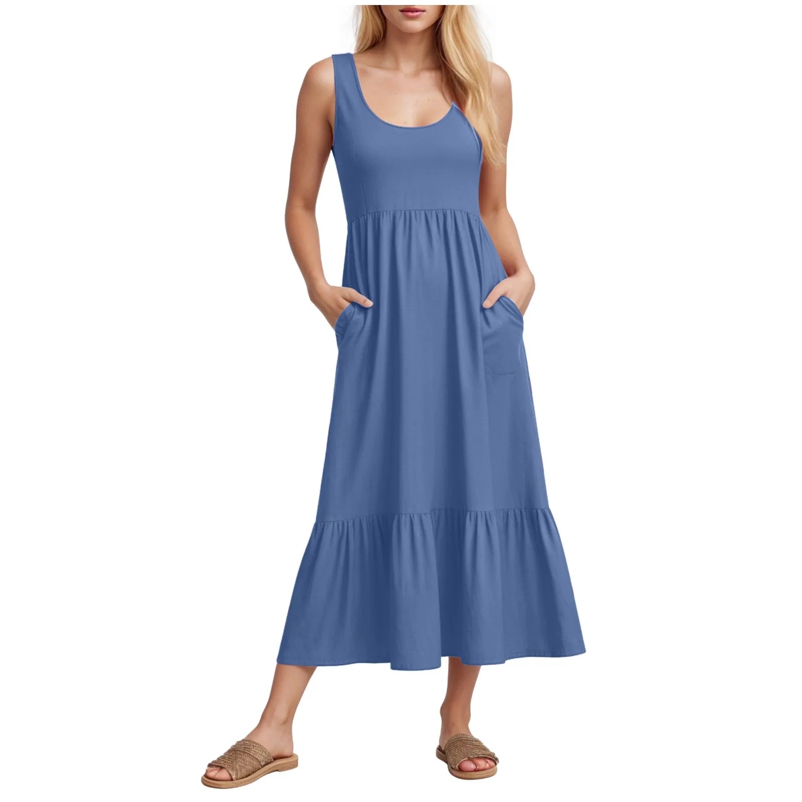 Petite Maxi Dress For Short Women Summer Sleeveless Vest Skirt Casual And Elegant Layered Beach Womens Long Sleeve Floral Dress
