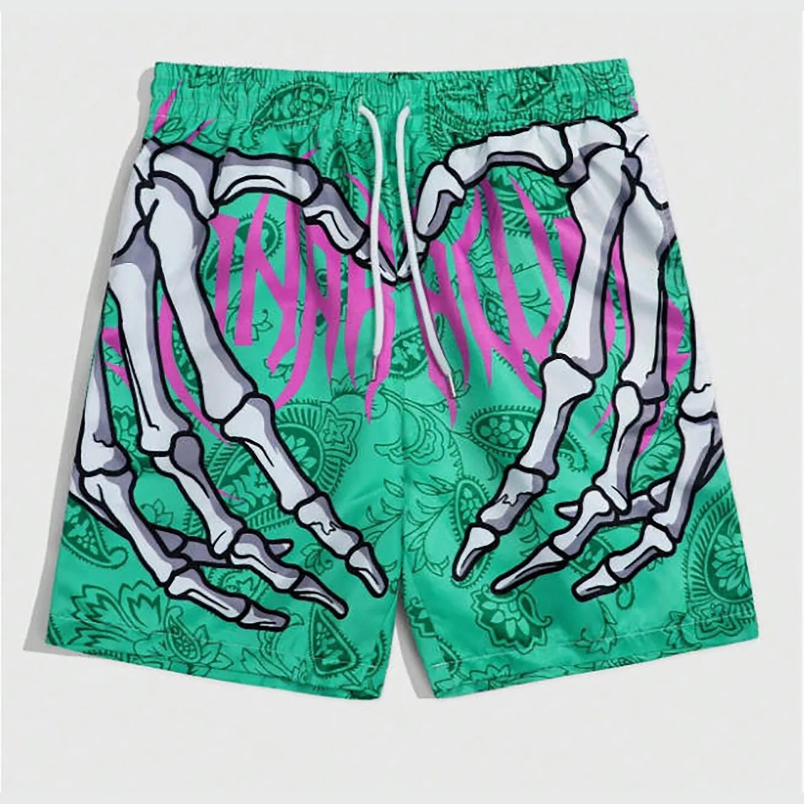 Male Summer Skeleton Gothic Shorts Plus Size Casual Men Thin Sport Running Shorts For Men Jogging Tracksuits Fitness Sweatpants