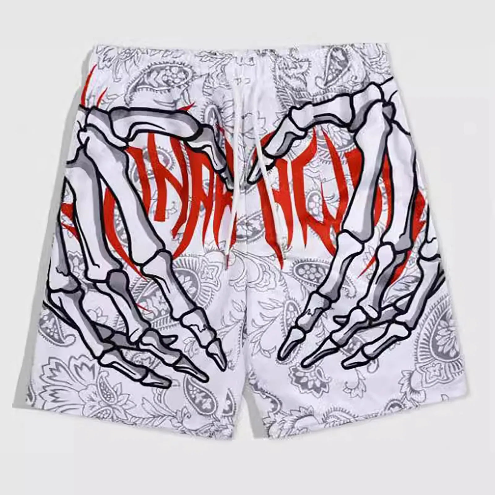 Male Summer Skeleton Gothic Shorts Plus Size Casual Men Thin Sport Running Shorts For Men Jogging Tracksuits Fitness Sweatpants
