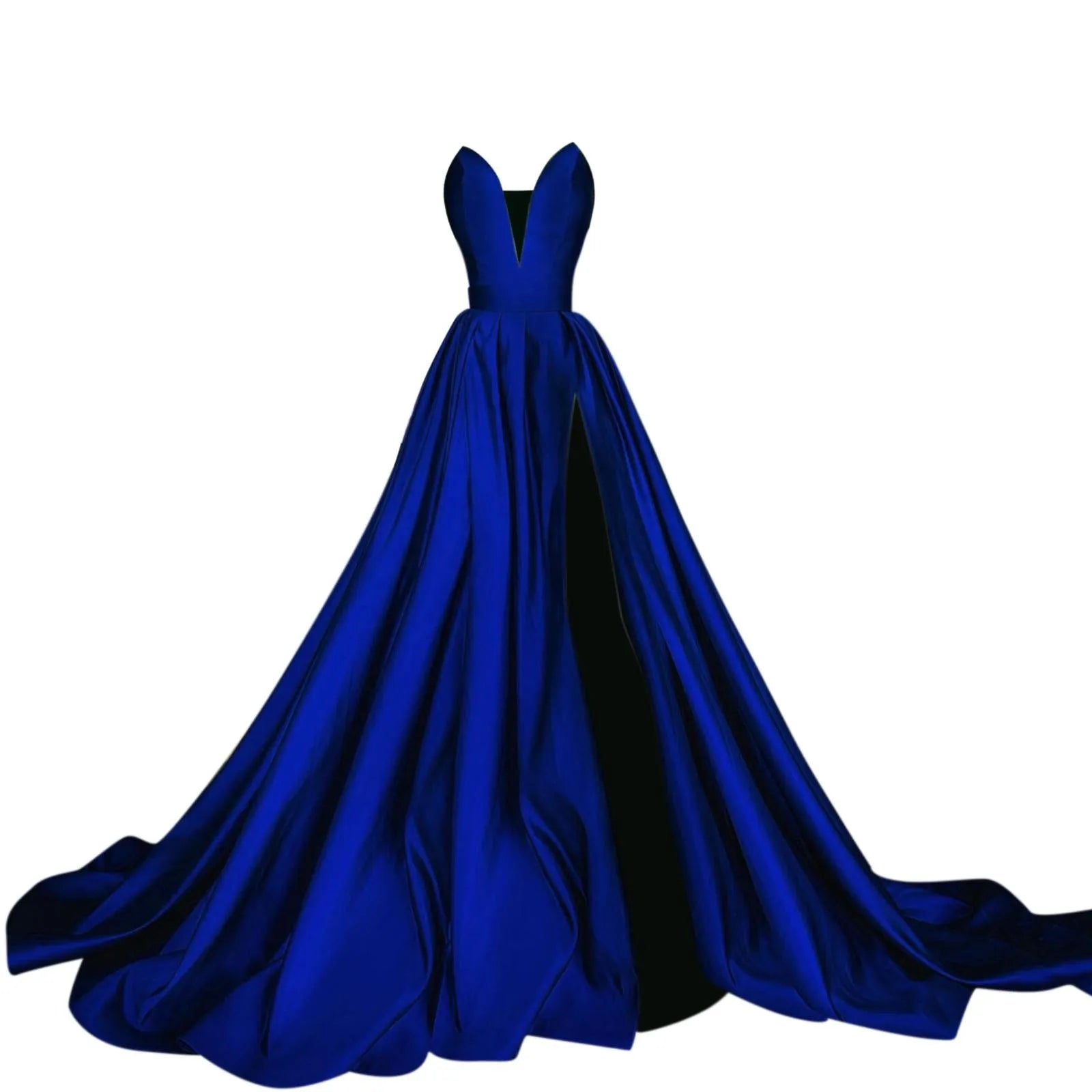 Satin Slip Strapless Prom Dresses Evening Gown Slim Elastic Waist Party Dress Elegant High Split Pleated Long Dresses Vestidos