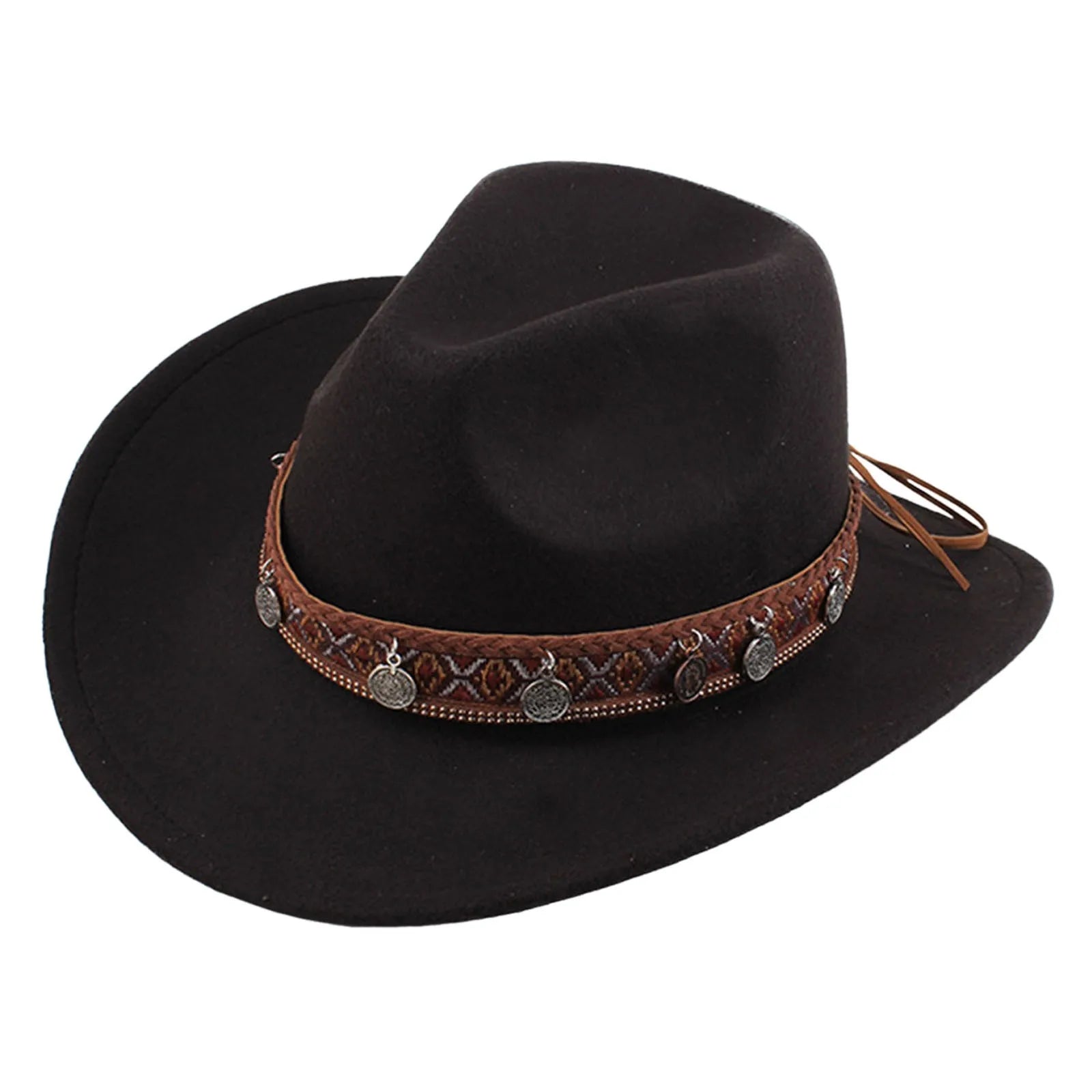 New In Men Vintage Woolen Hat With A Woolen Edge Head Accessories Hats Ethnic Style Sparkly Cowboy Hat Sombrero Para Sol Hombre