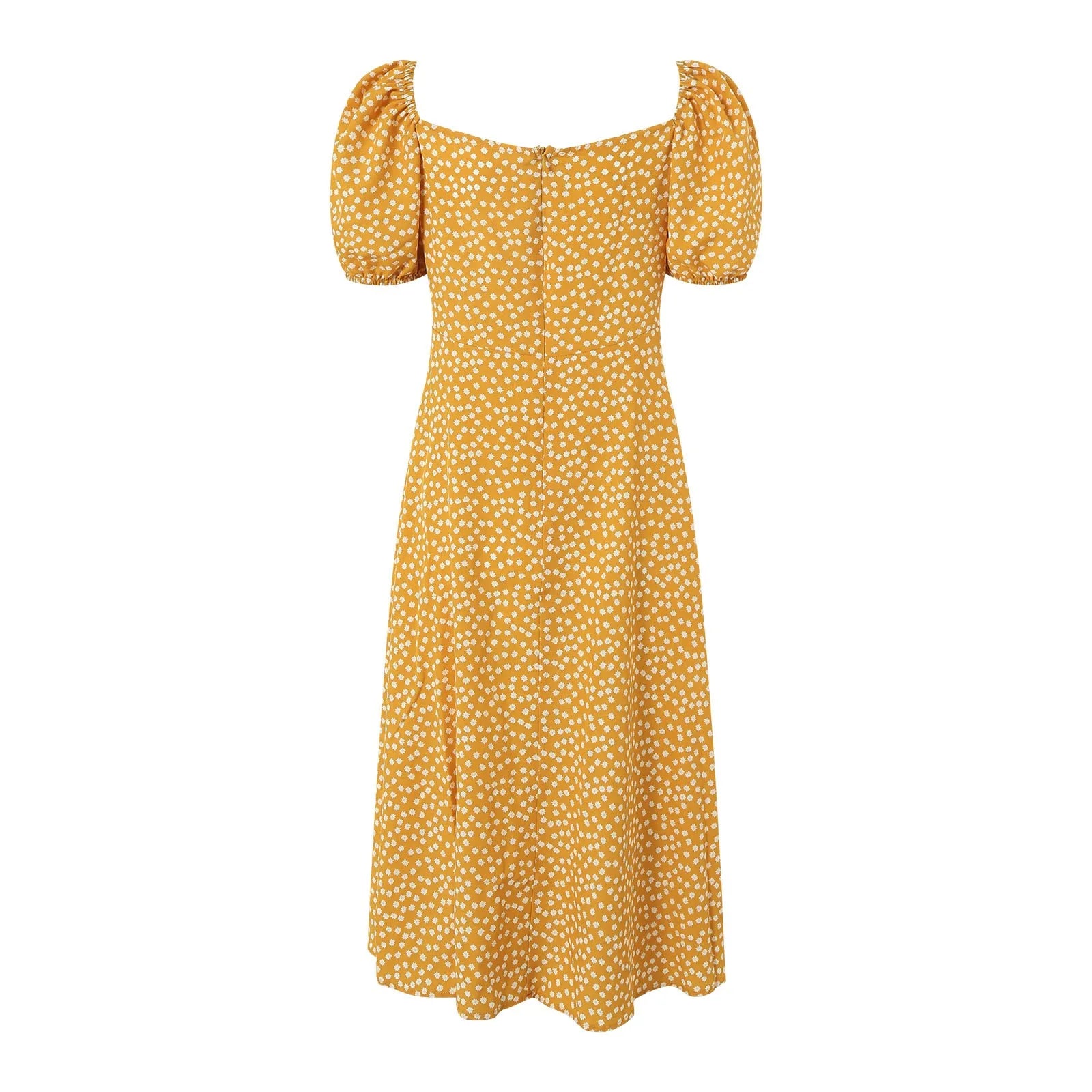 Body Midi Dresses For Women Square Neck Bubble Sleeves Floral Sexy Dress Short Sleeved Semi Formal Dress Teen Vestidos De Fiesta