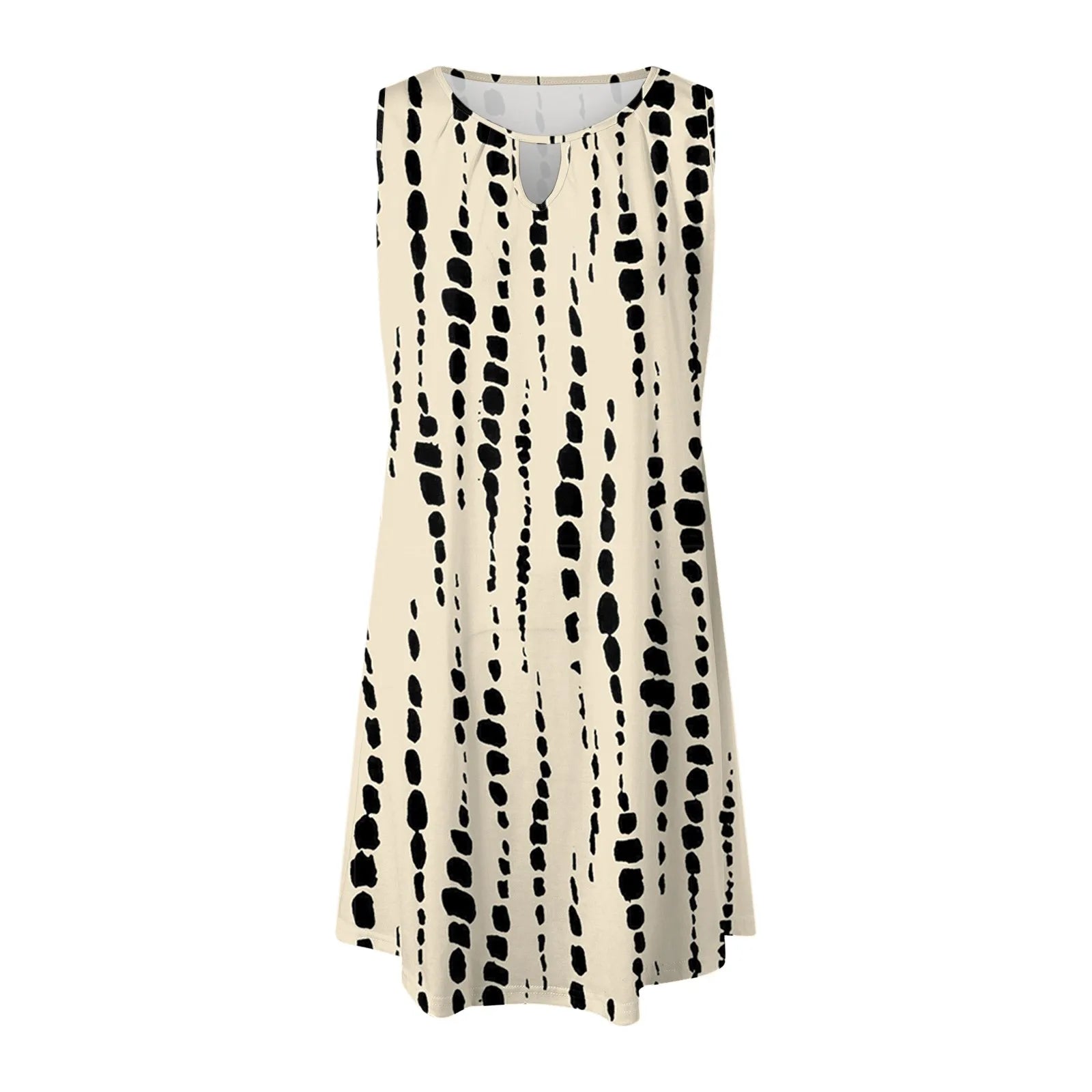 Women T Shirt Dresses Knee Length Vintage Printed Casual Dress Round Neck Sleeveless Boho Mini Dresses сарафан женский летний